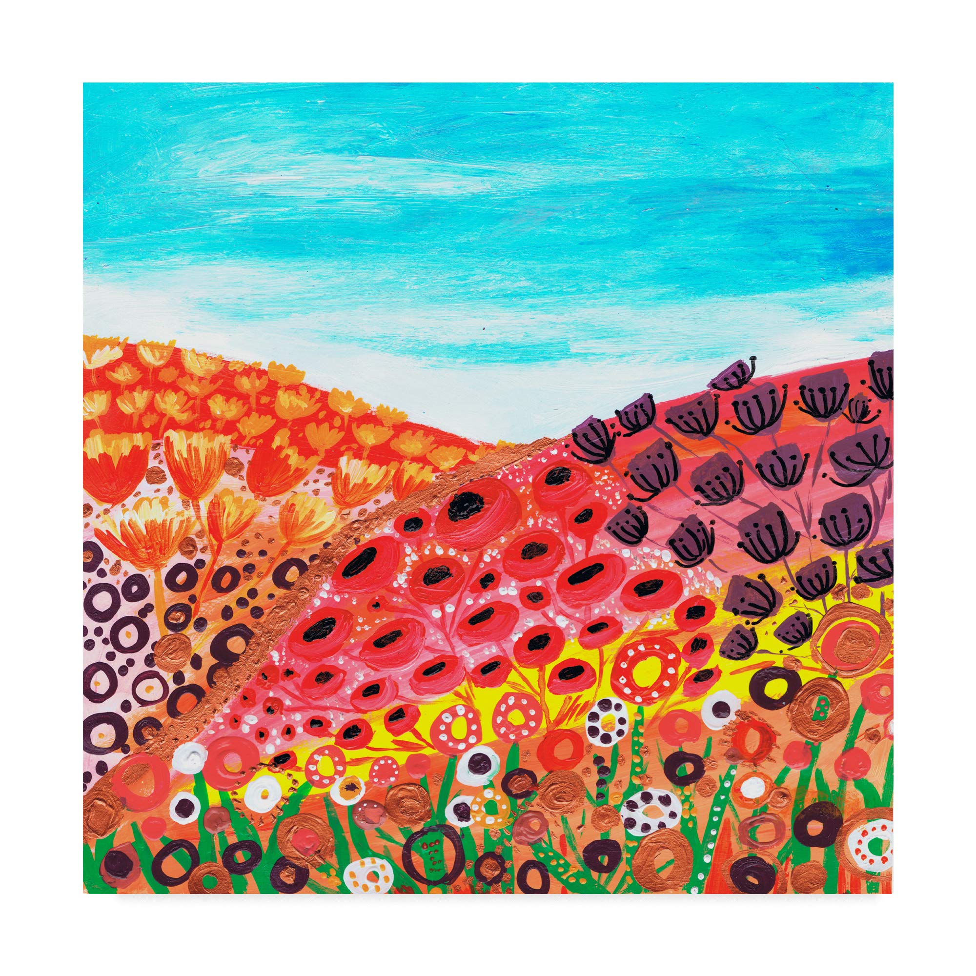 Caroline Duncan 'Spring Valley' Canvas Wall Art Print - Floral Landscape Painting for Home & Office Decor