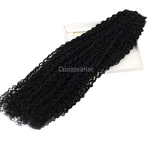 28 Inch Long Tape in Human Hair Extensions for Women - Invisible Seamless Skin Weft - 100% Brazilian Kinky Curly Human Hair - Adhesive Tape in Hair (100g, 40pcs, Color #2) - Perfect for Daily Wear, Parties, Weddings & Special Occasions