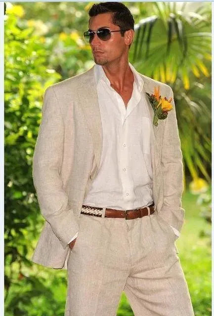 Wedding Times Khaki Two Piece Suit for Men - Formal Wedding Attire & Groom Suit - Perfect for Weddings, Prom, and Special Occasions