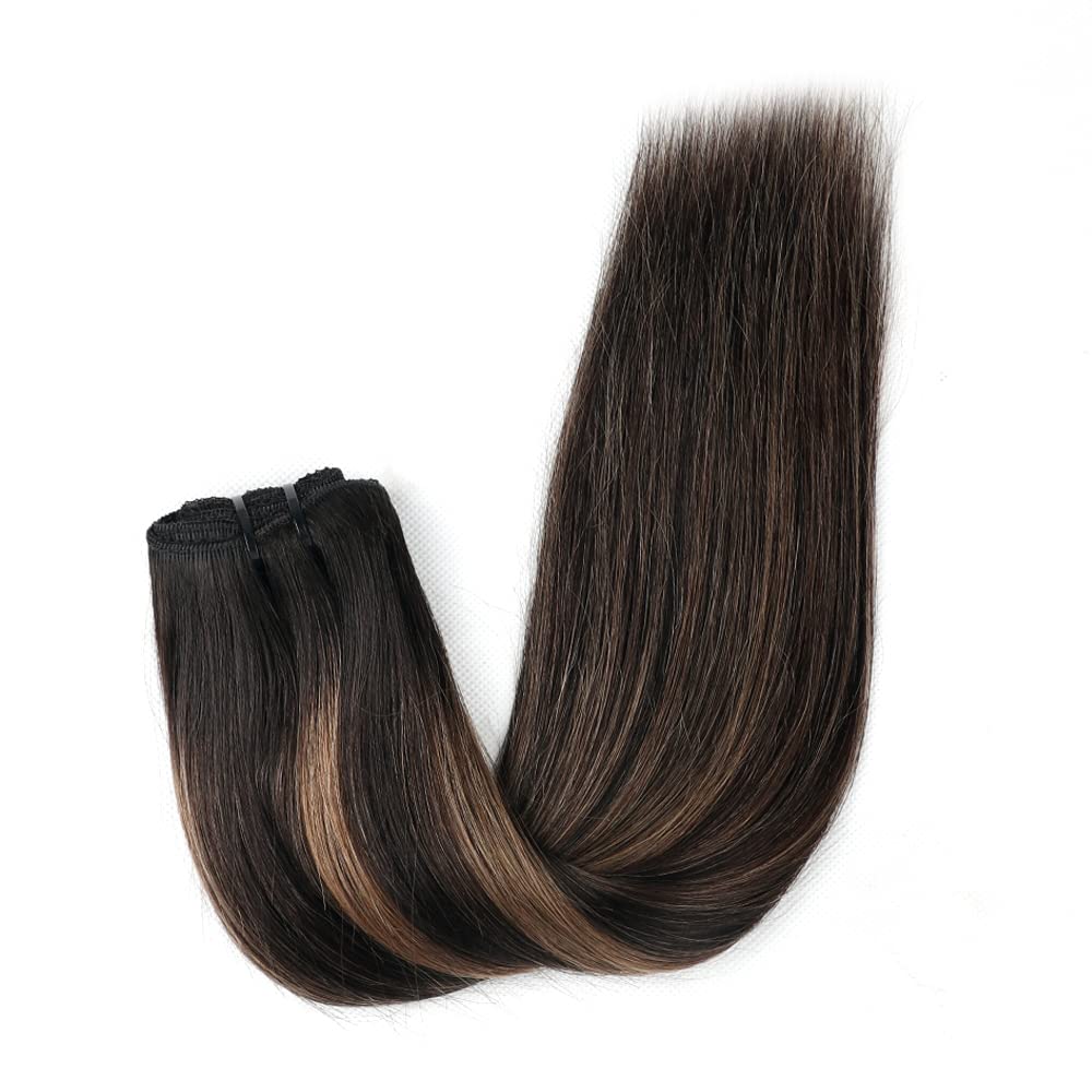 Premium 8-Piece Clip-In Hair Extensions for Women – 100% Brazilian Virgin Human Hair, Straight Remy Hair with 18 Clips & Double Lace Weft (120g, 24inch, #1B/6/1B) – Perfect for Daily Styling, Parties, Weddings & Special Occasions