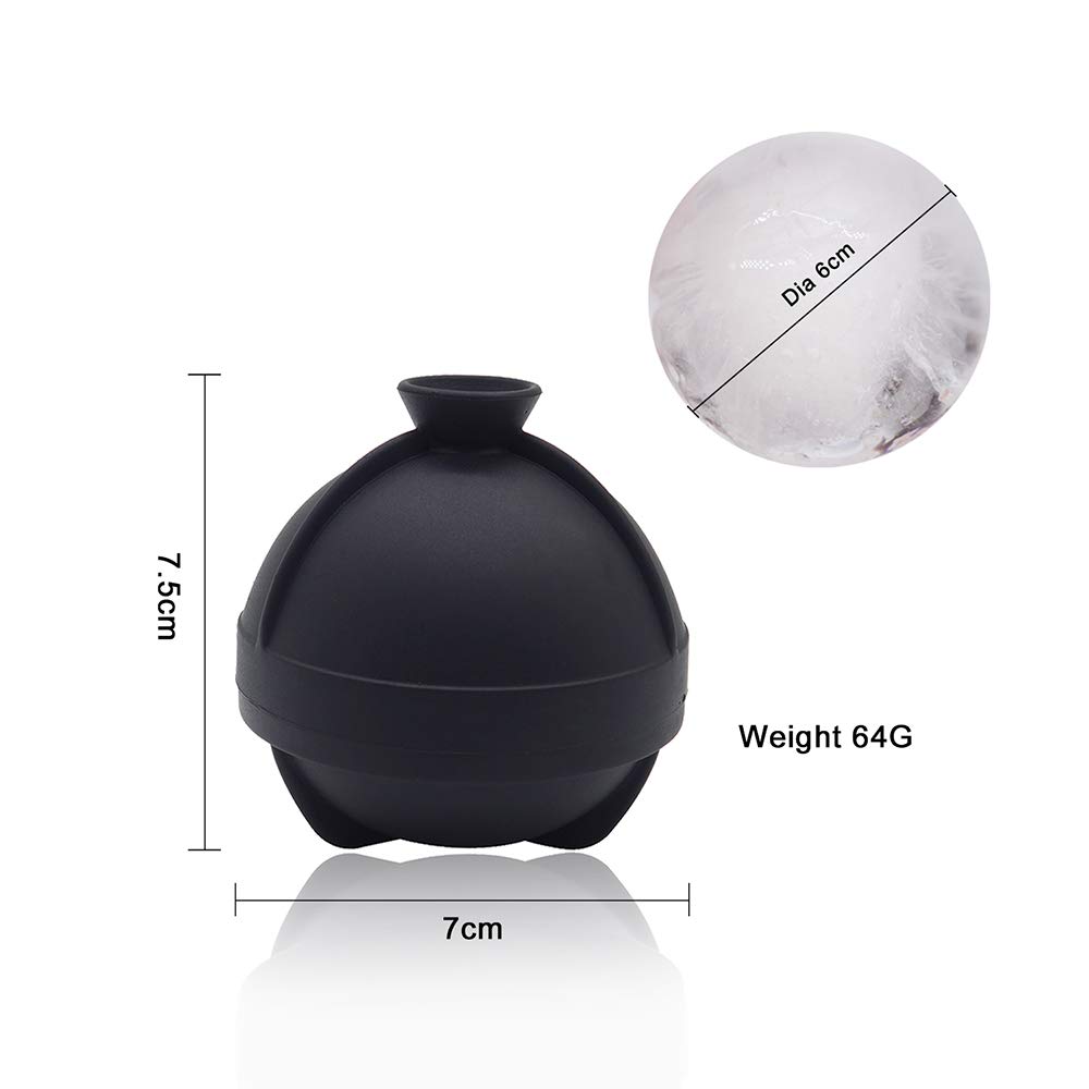 4 Pack Silicone Ice Ball Molds - 2.5 Inch Large Sphere Ice Cube Trays with Built-in Funnel for Whiskey, Bourbon & Cocktails | BPA Free Food Grade | Perfect for Home Bars, Parties & Gift Giving
