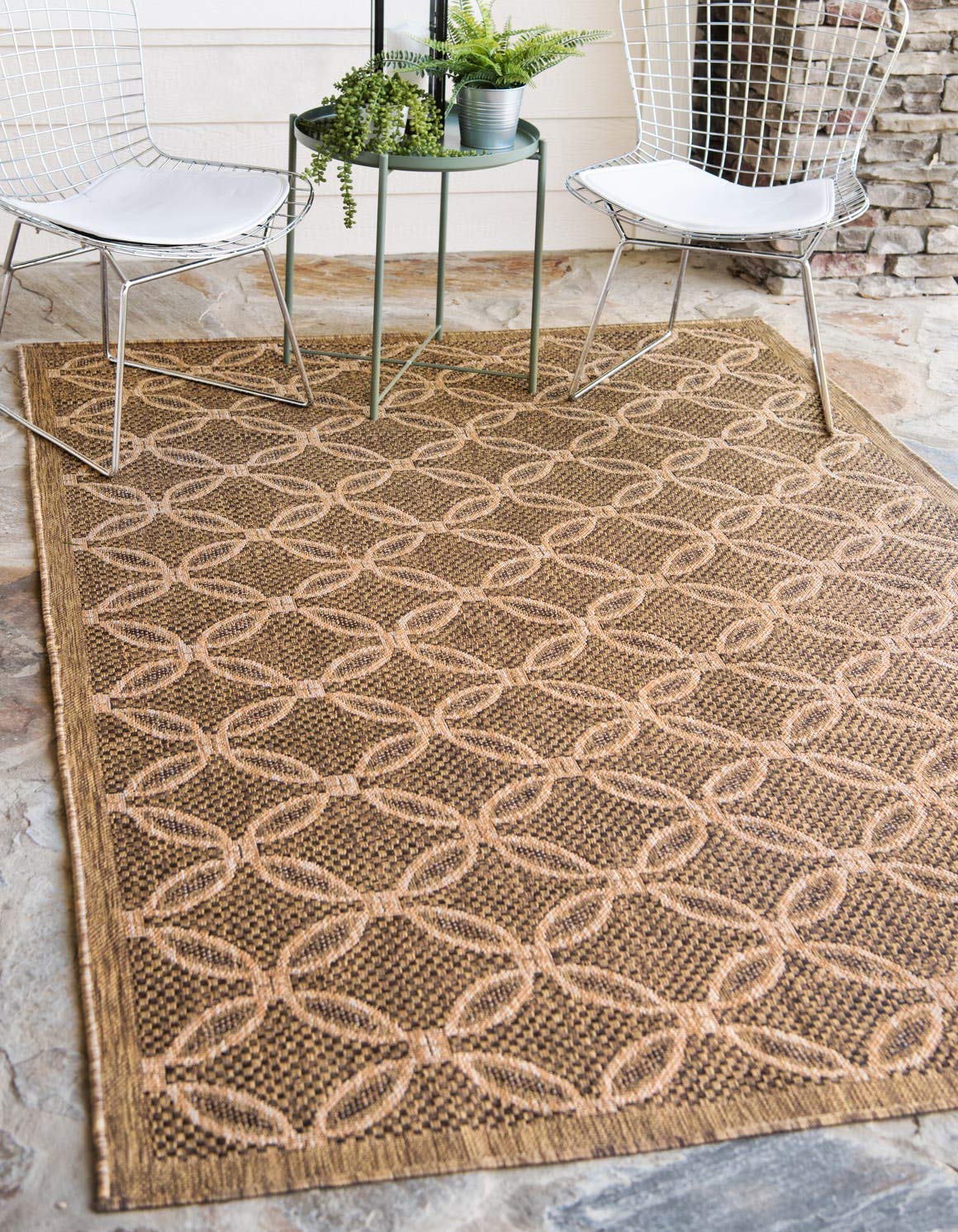 Unique Loom Outdoor Trellis Collection Spiral Pattern Area Rug - 6'1