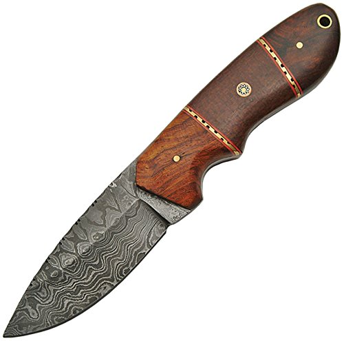 Premium Damascus Steel Hunting Knife with Rosewood/Micarta Handle - Outdoor Survival, Camping & Bushcraft Essential | SZCO Supplies