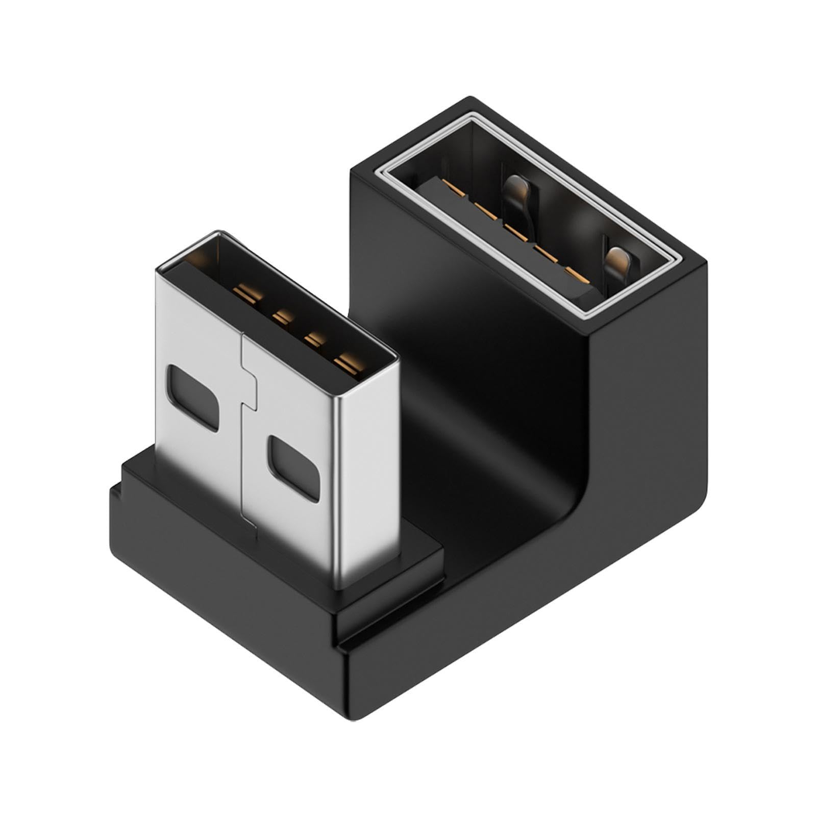 USB 3.0 A Male to Female Adapter - 10Gbps High Speed Data Transfer, Right Angle L-Shaped USB Extender Connector for Laptop, PC, TV - Perfect for Tight Spaces & Cable Management