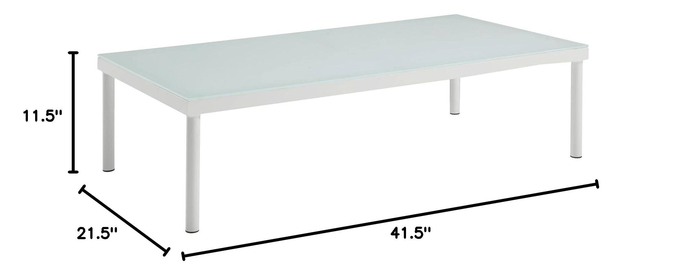 Modway EEI-2605-WHI White Aluminum Outdoor Coffee Table - Weather-Resistant Patio Furniture for Garden, Poolside & Backyard Relaxation