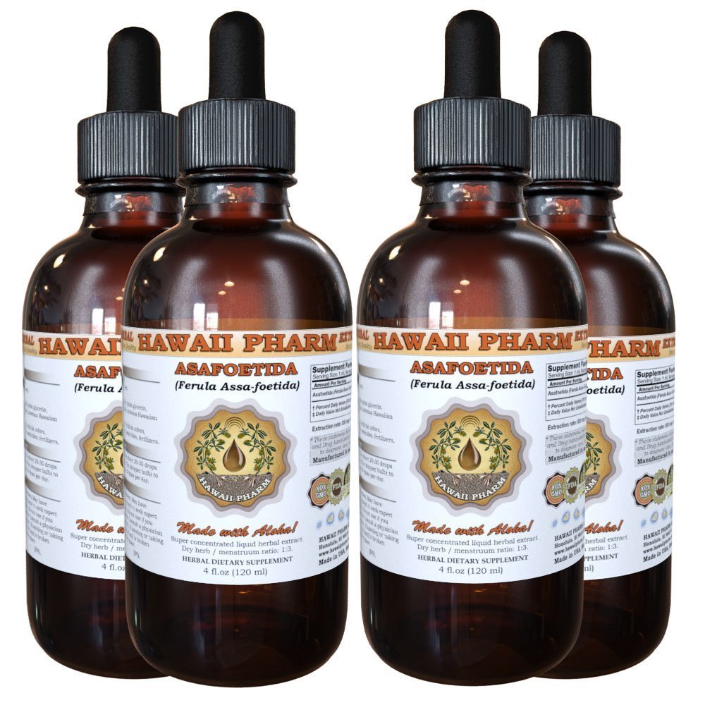 Organic Asafoetida Liquid Extract & Powder Tincture - Ferula Assa-foetida Herbal Supplement (4x4 oz) | Digestive Aid, Vegan Cooking & Ayurvedic Remedies