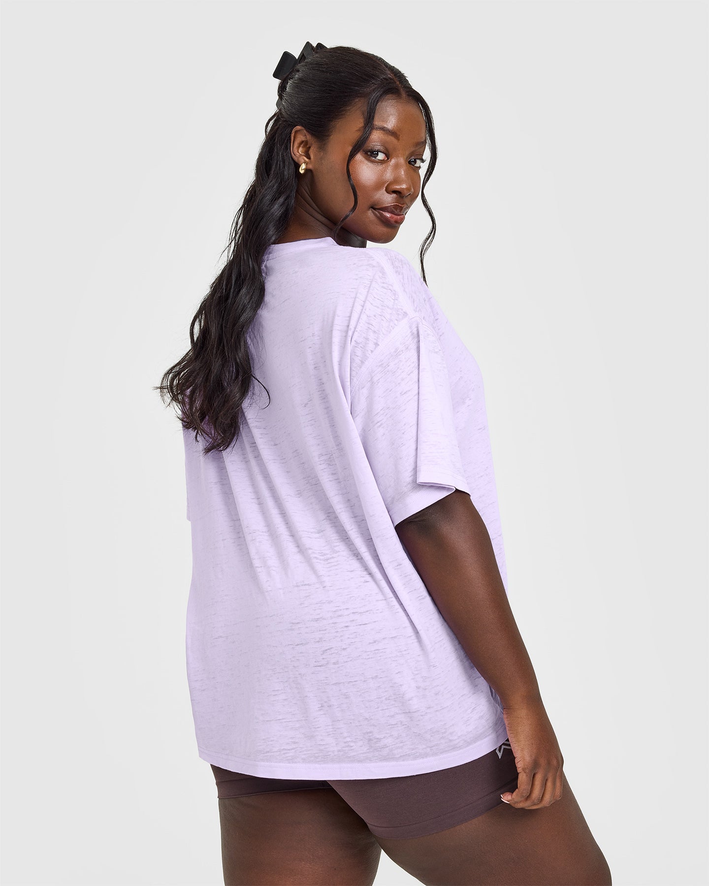 Lavender Purple Washed Burnout T-Shirt for Women - Soft Vintage Style Tee for Casual Wear & Summer Outfits