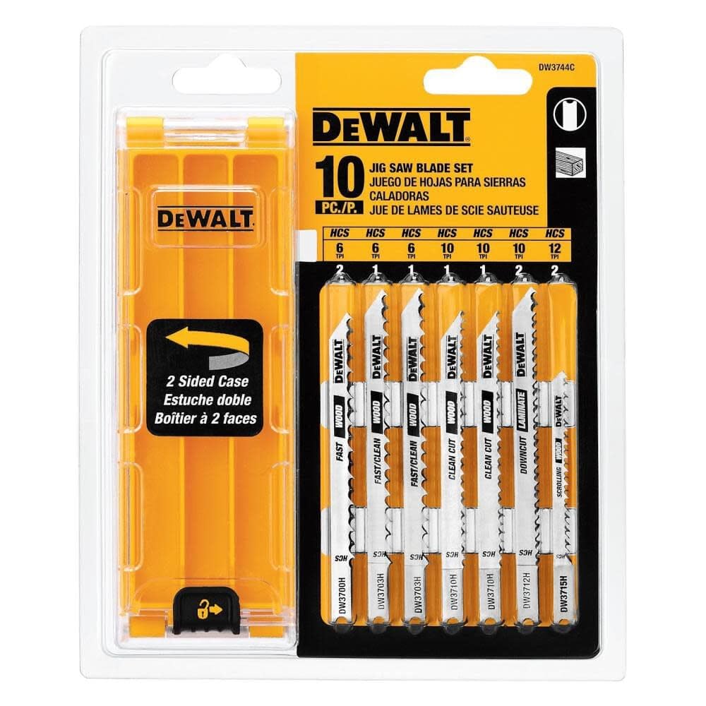 DEWALT 10-Piece U-Shank Jigsaw Blade Set with Storage Case - Premium Wood & Metal Cutting Blades for DIY Projects & Professional Carpentry
