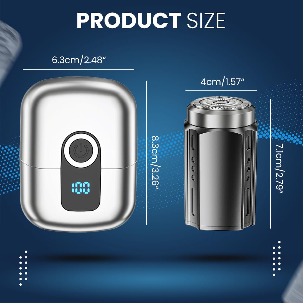 Mini Portable Electric Shaver for Men - USB Rechargeable Travel Razor with Fast Charging & Digital Display - Compact Shaving Solution for Home, Car, Business Trips & On-The-Go Grooming (Black)