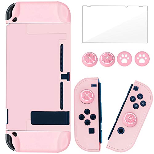 Premium Nintendo Switch Case with Tempered Glass Screen Protector - Shockproof, Anti-Scratch Protective Cover for Nintendo Switch Console (Pink) - Perfect for Travel, Gaming On-The-Go & Home Entertainment