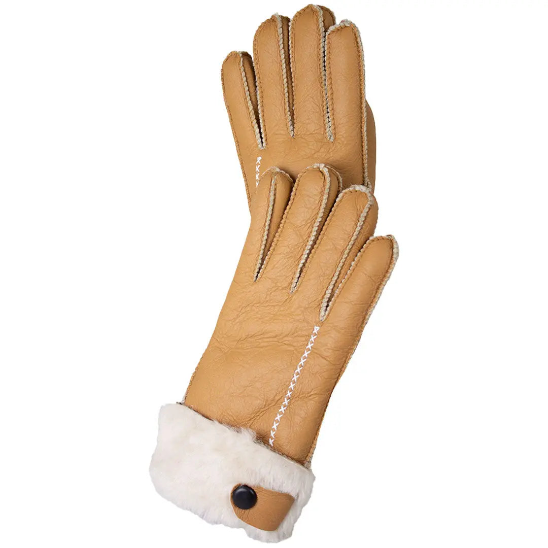 BOL Women's Button Hand Stitched Merino Sheepskin Gloves - Warm Winter Fashion Accessories for Outdoor Activities & Cold Weather