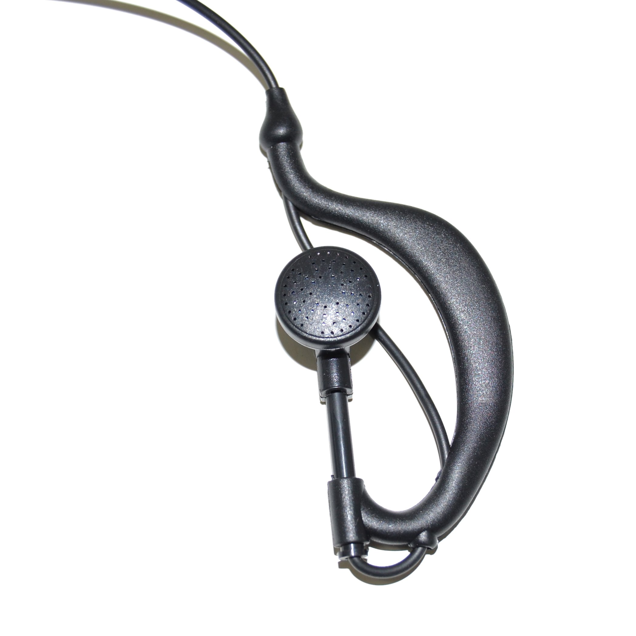 HQRP G-Shape 2-Pin Earpiece Headset with PTT Mic - Compatible with Kenwood Pro-Talk, Pro-Power, Free-Talk, Protalk XLS, FreeTalk XLS - Ideal for Security, Construction & Outdoor Communication
