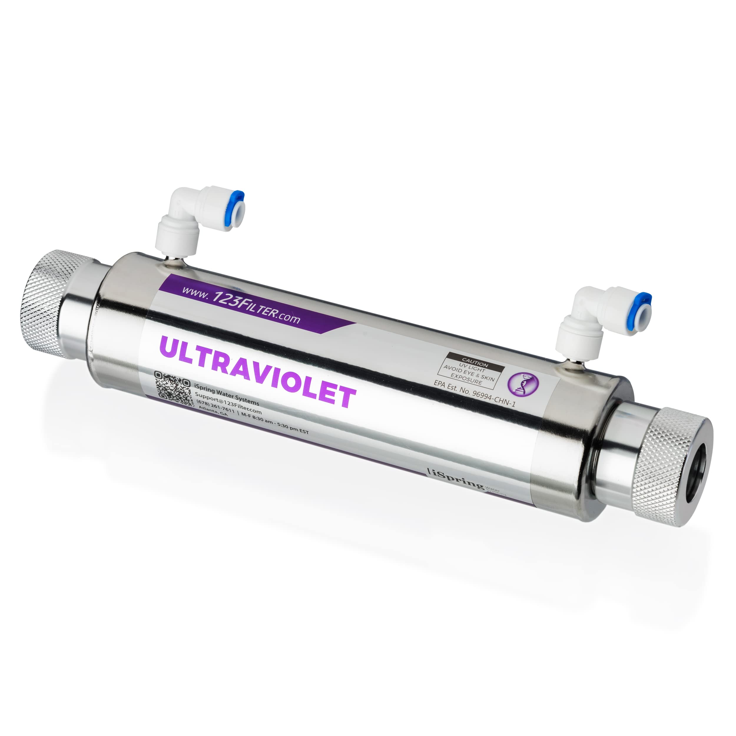 iSpring UVF11A 11W UV Ultraviolet Water Purifier Filter with Smart Flow Control Switch, 10-INCH, 110V – Ideal for Home, RV, and Well Water Filtration Systems