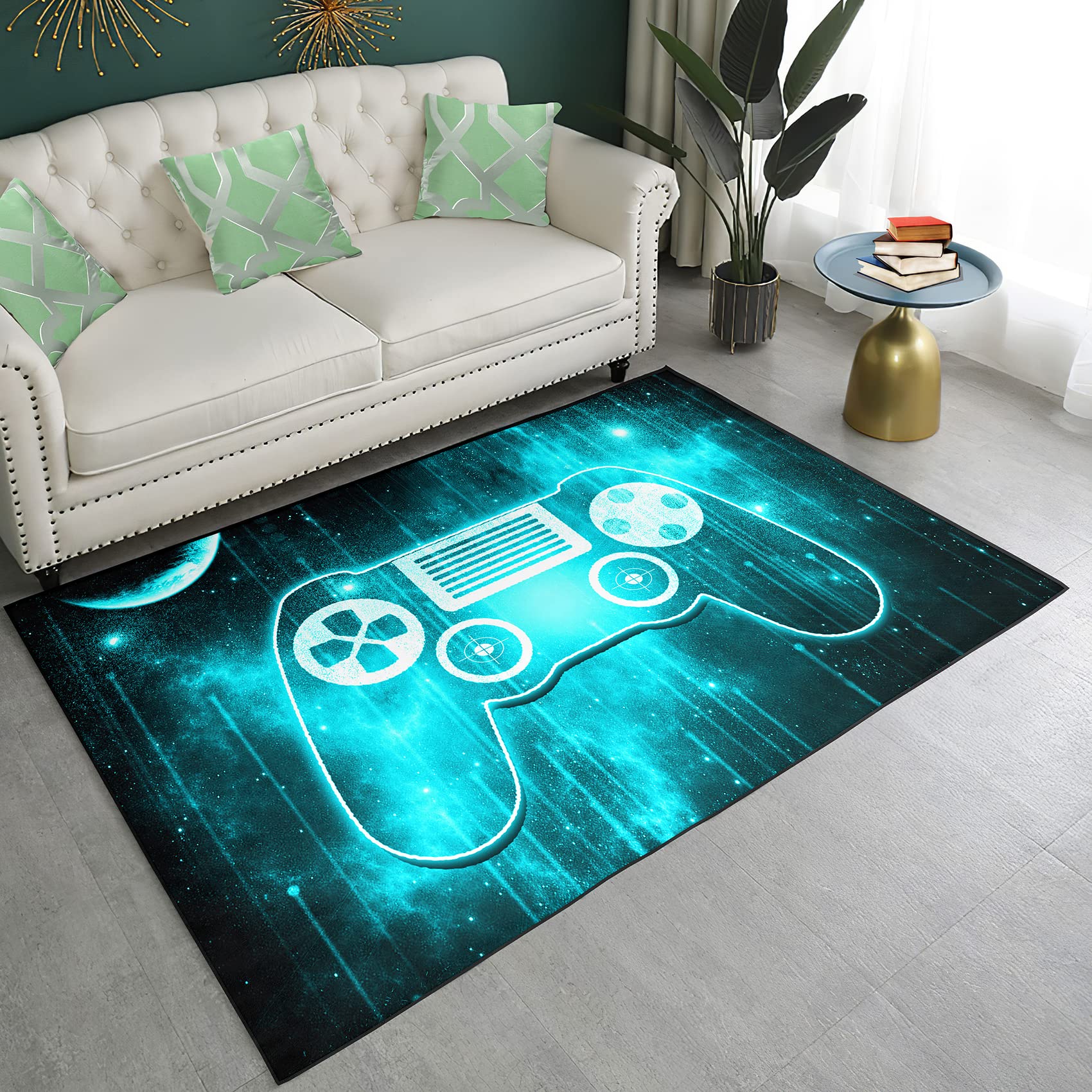 3D Printed Gaming Area Rugs for Boys & Teens - Video Game Controller Design Carpet for Playroom, Bedroom Decor - Durable Kids Gamer Mats for Gaming Room Setup & Home Entertainment Spaces