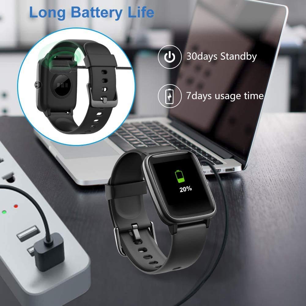 UMIDIGI Uwatch3 GPS Charger Replacement - Magnetic USB Charging Cable Compatible with UMIDIGI Uwatch3 & Uwatch3 GPS Smartwatch (Black+Black) - Perfect for Travel, Workout & Daily Use