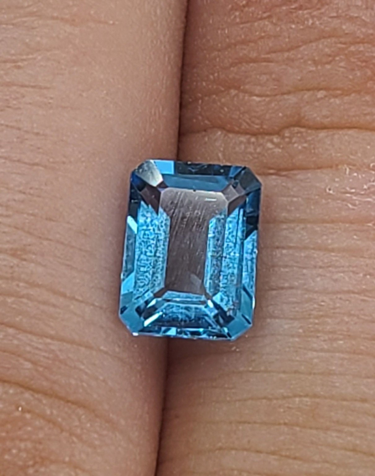 1.975ct Natural African Swiss Blue Topaz Loose Gemstone - 8x6mm Emerald Cut, VVS Clarity, Eye Clean - Perfect for Engagement Rings, Pendants & Fine Jewelry Making