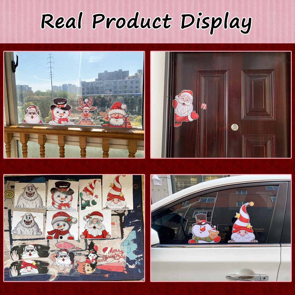 Christmas Reindeer Peeking Window Stickers - Cute Elk Snowman Car Decals, Holiday Bumper Stickers for Home & Auto Decor (Reindeer, 1 Pack) - Perfect for Christmas Party, Winter Home Decor & Car Window Decoration