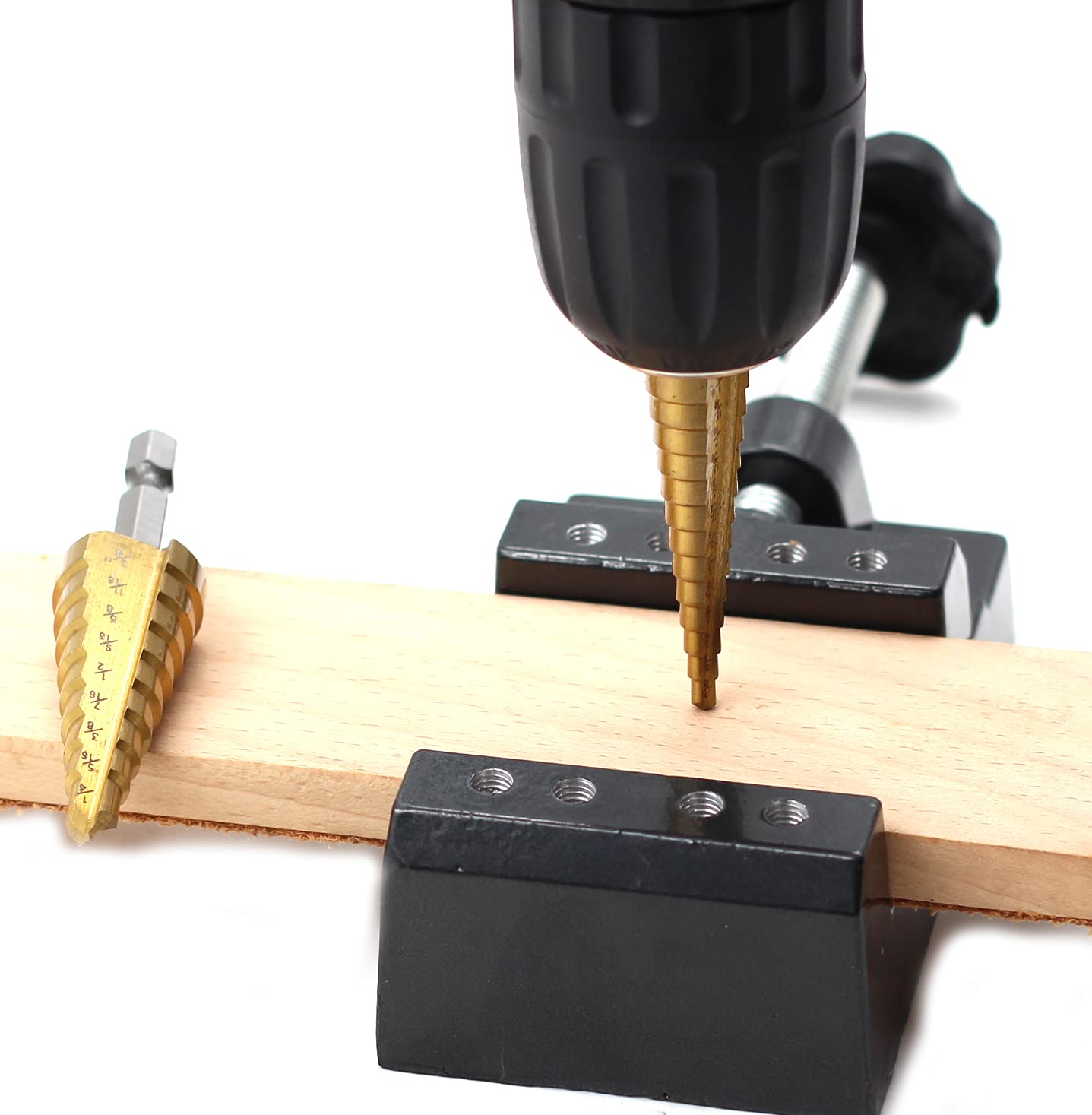 4-Piece HSS Titanium Coated Step Drill Bit Set for Wood, Metal & Hard Materials - High Speed Steel Hole Drilling Tool Kit for DIY Projects, Home Improvement & Professional Use