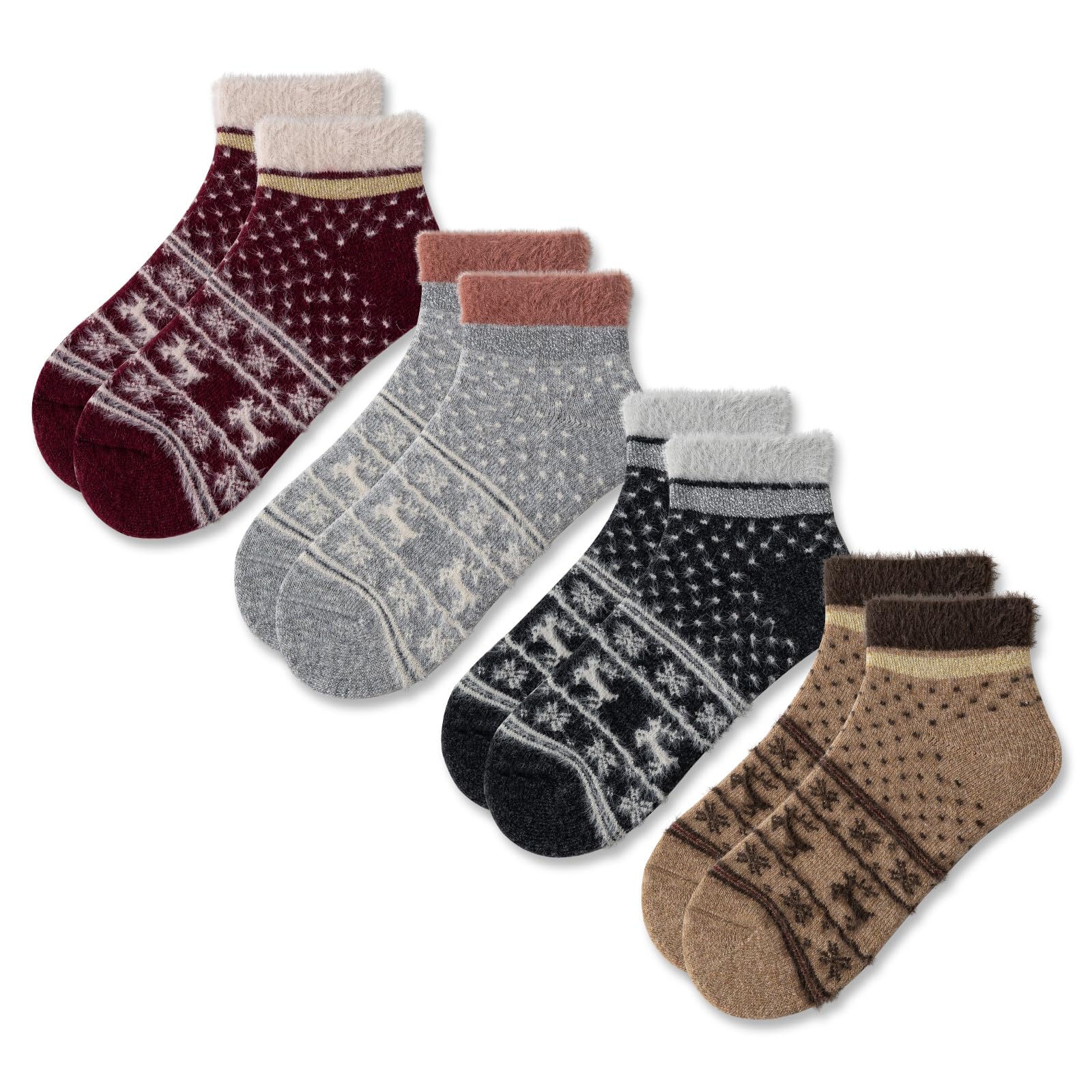 Women's Merino Wool Low Ankle Socks - Soft & Warm Winter Knit Socks for Casual Wear, Home & Outdoor Activities