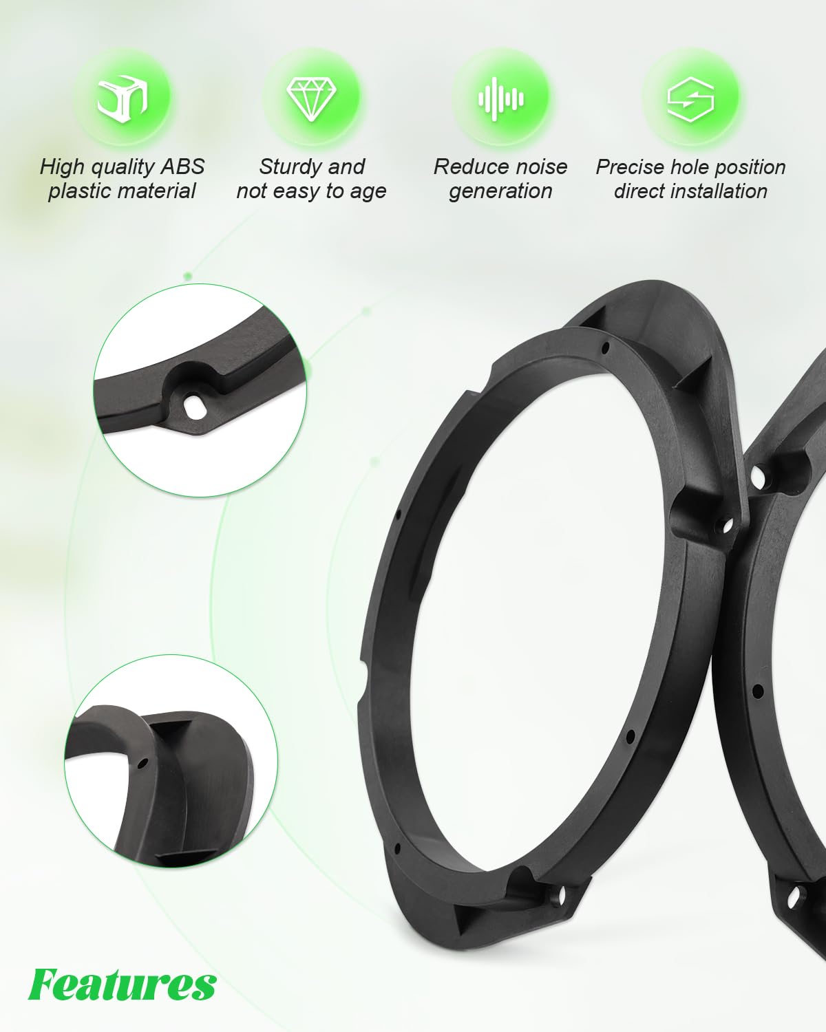 5x7 to 6.5 Inch & 6x8 to 6.5 Inch Speaker Adapter Spacer for Mazda 2 3 6 CX-7 BT-50 Tribute CX-9 (Excludes CX-50) - Front/Rear Door Speaker Mounting Bracket - Perfect for Car Audio System Upgrade