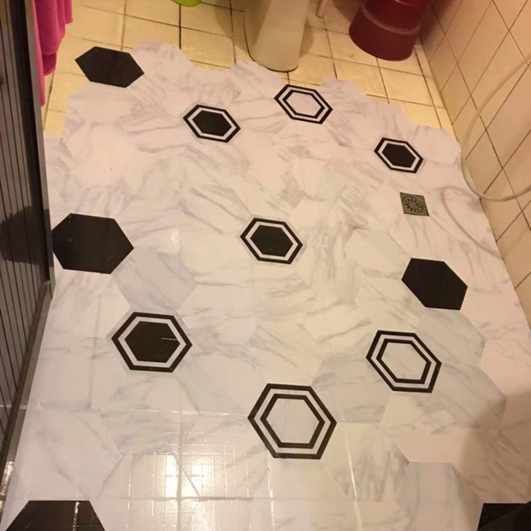 Hexagon Non-Slip Vinyl Floor Tile Stickers - Waterproof Peel & Stick Wall Decals for Home Decor, Kitchen, Bathroom & Living Room - Perfect for DIY Home Improvement, Kids Play Area & Pet-Friendly Spaces