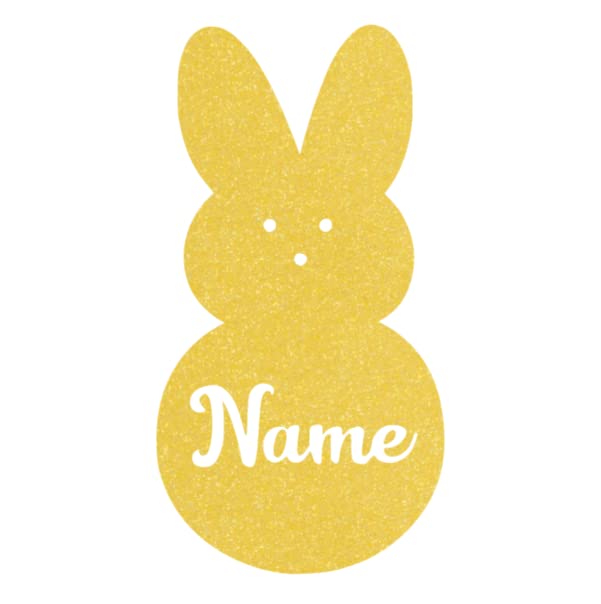 Personalized Bunny Name Iron On Decal - Custom Easter Bunny Patch for Kids Clothing, Heat Transfer Applique for T-Shirts & DIY Crafts (Sugar Lemon Glitter) - Perfect for Easter Decorations, DIY Gifts & Kids Costume Accessories