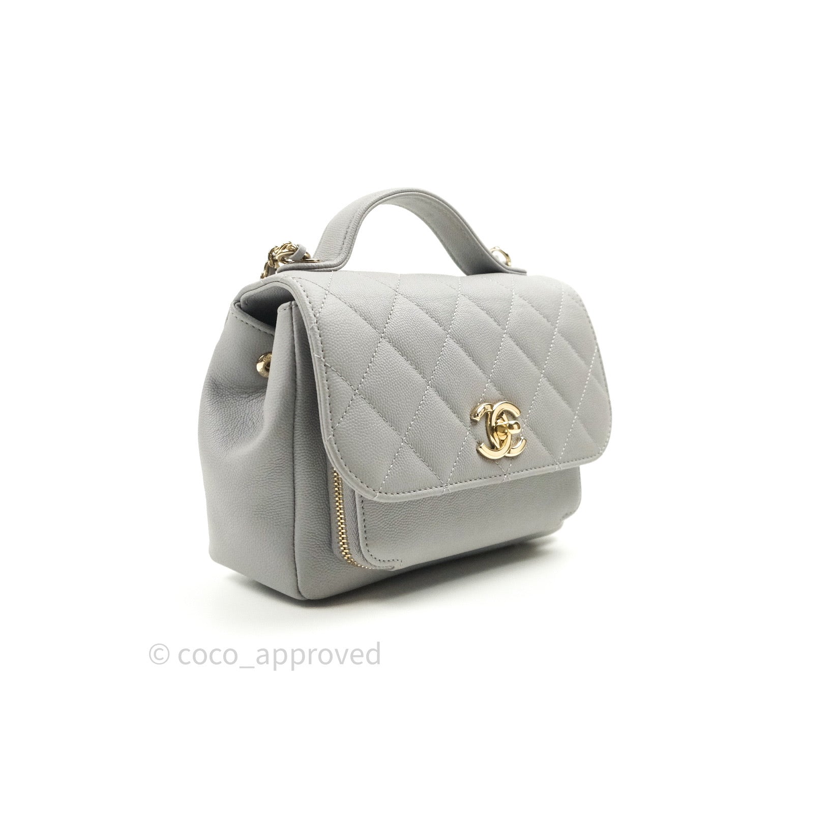 Chanel Caviar Quilted Small Business Afflux Flap Bag in Grey with Light Gold Hardware - Perfect for Work, Travel & Everyday Luxury