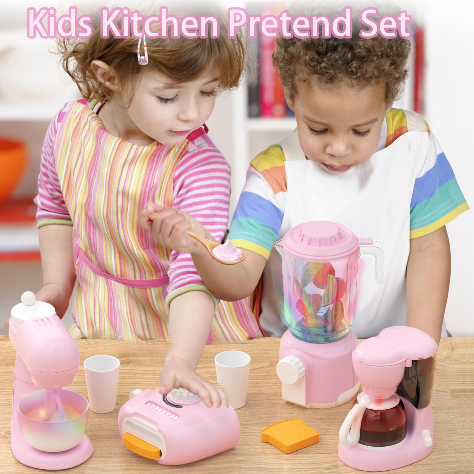**Best Kids Toy Kitchen Set - Pretend Play Kitchen Appliances with Blender, Coffee Maker, Mixer & Toaster - Educational Toys for Girls & Boys Ages 4-8 - Perfect for Role Play, Birthday Gifts & Preschool Learning**