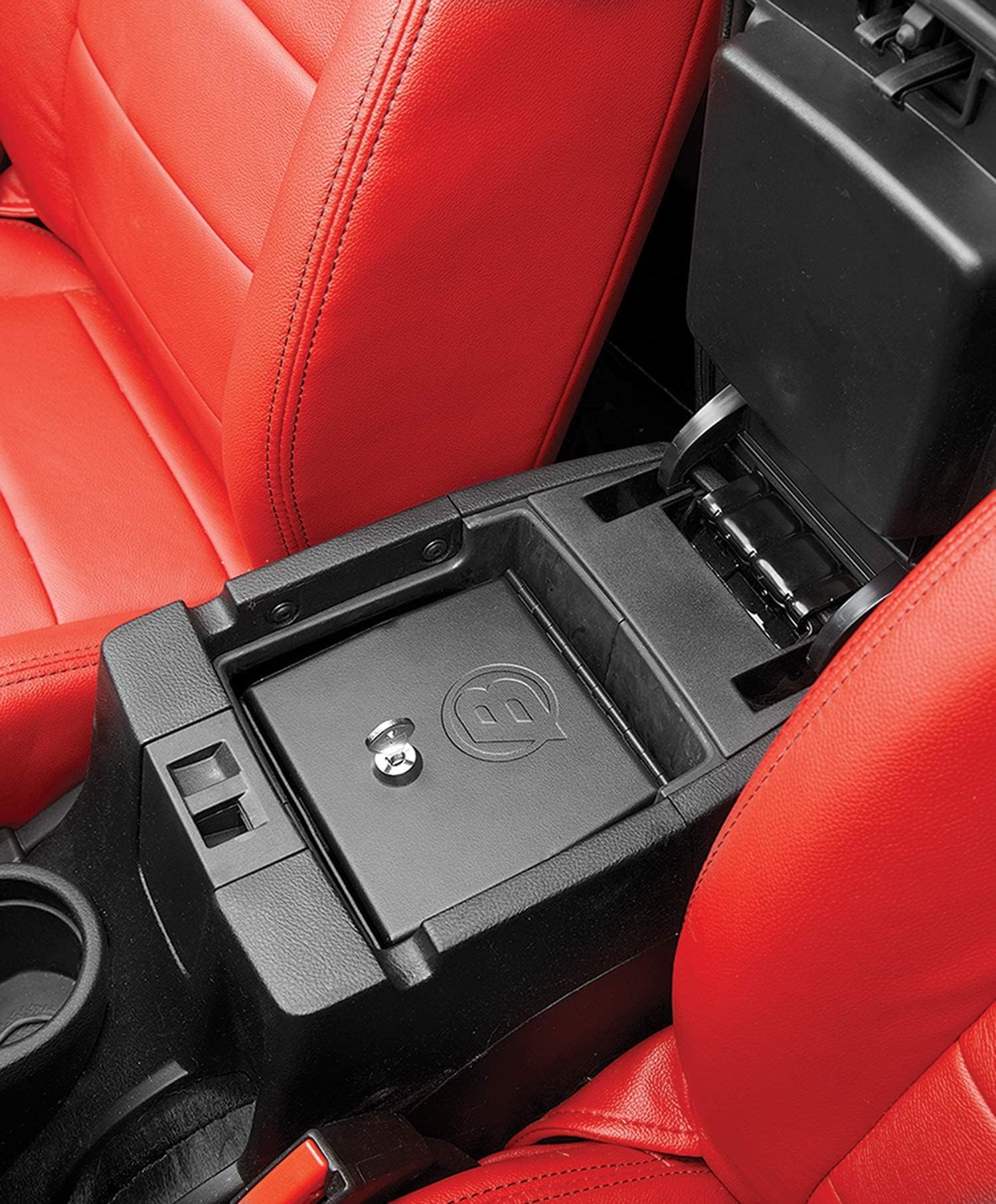 Bestop 4264301 Lockable Center Console Safe for 2011-2018 Jeep Wrangler JK 2-Door & 4-Door Models - Secure Storage for Valuables & Guns While Off-Roading or Parking