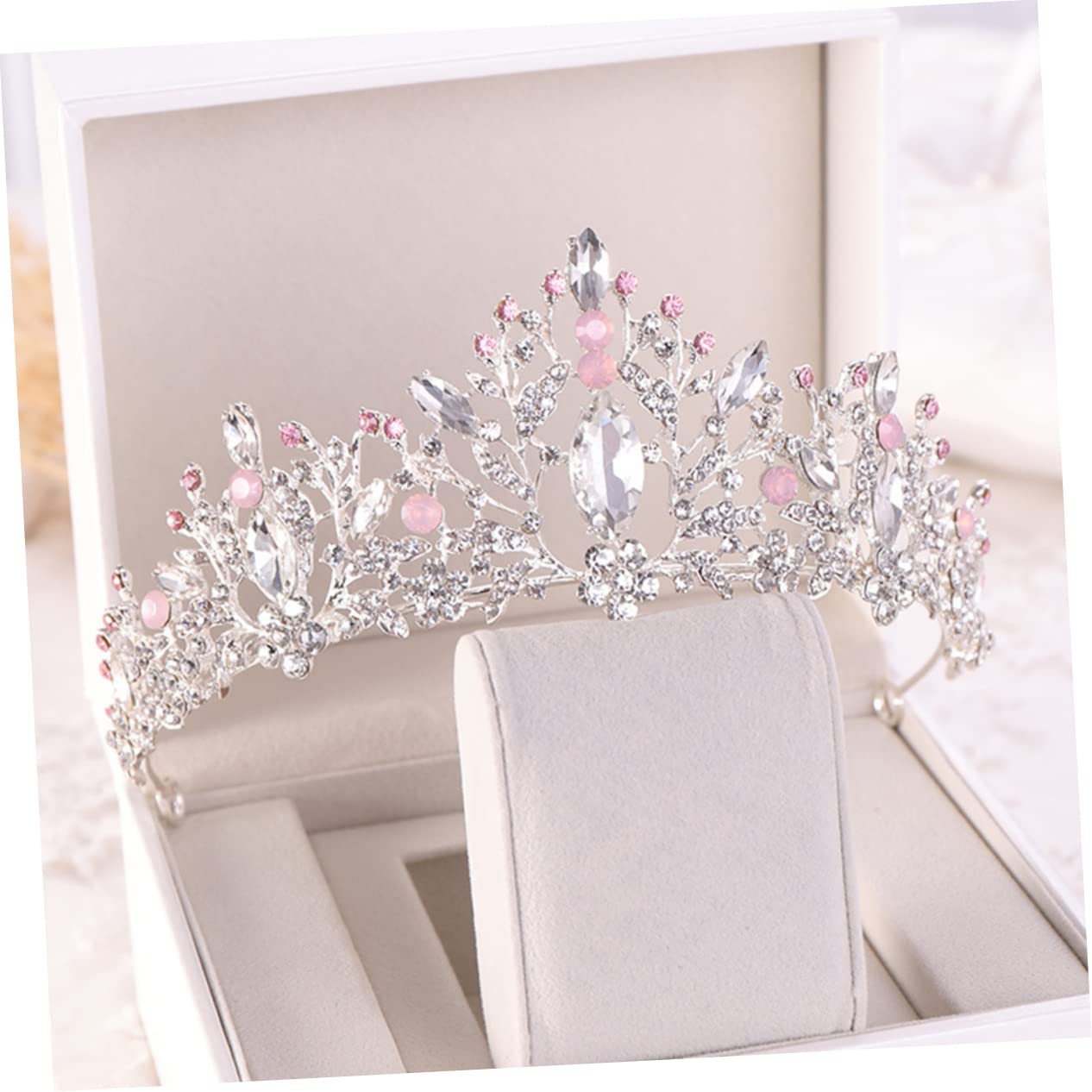 Minkissy 2-Piece Pink Bridal Tiara Set - Crystal Wedding Headpiece for Bride, Women's Fairy Crown Hair Accessories | Perfect for Weddings, Prom, Pageants & Special Occasions