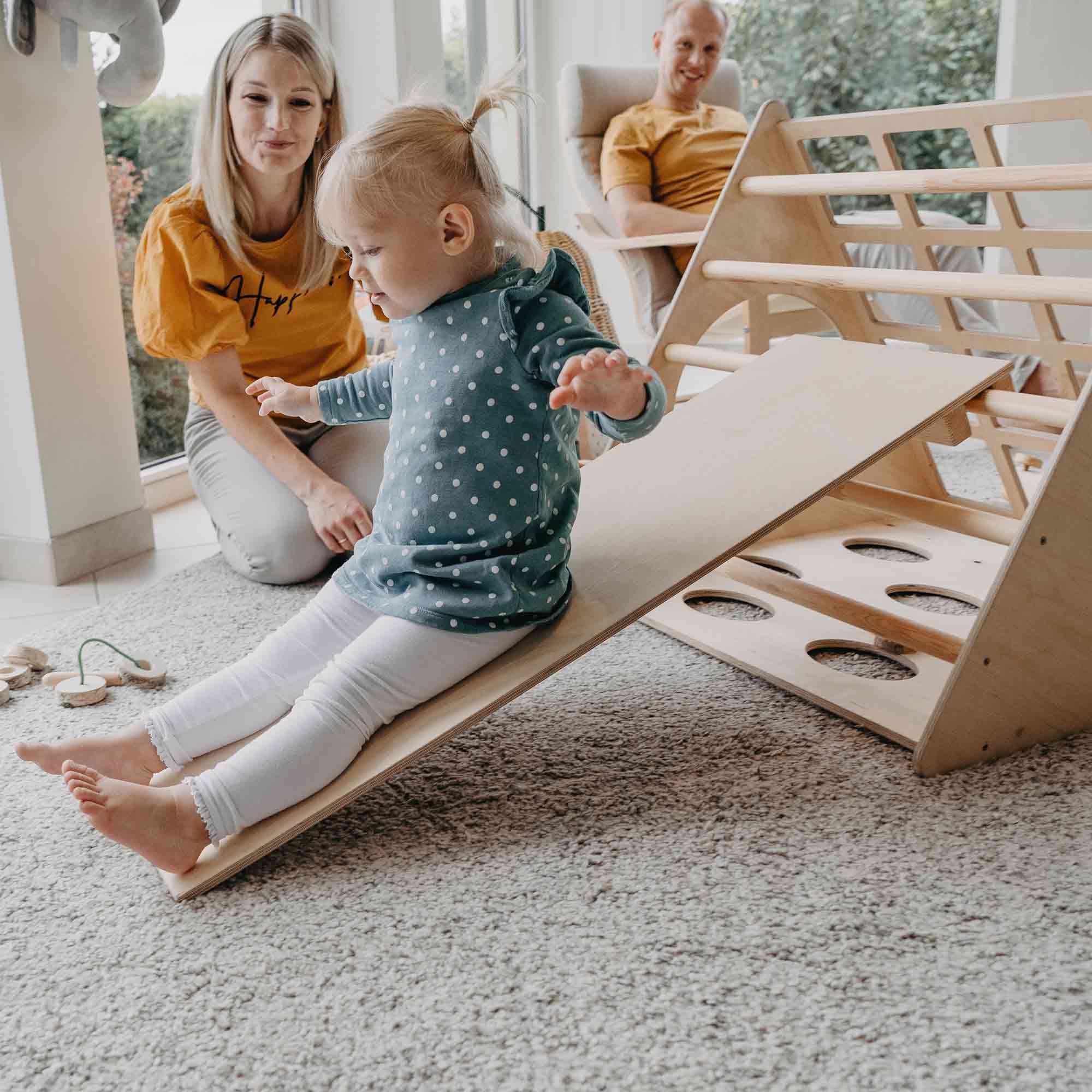 Montessori Climbing Triangle with Ramp - Indoor Wooden Climbing Frame for Kids - Toddler Play Gym for Home, Nursery & Daycare - Encourages Physical Development & Active Play