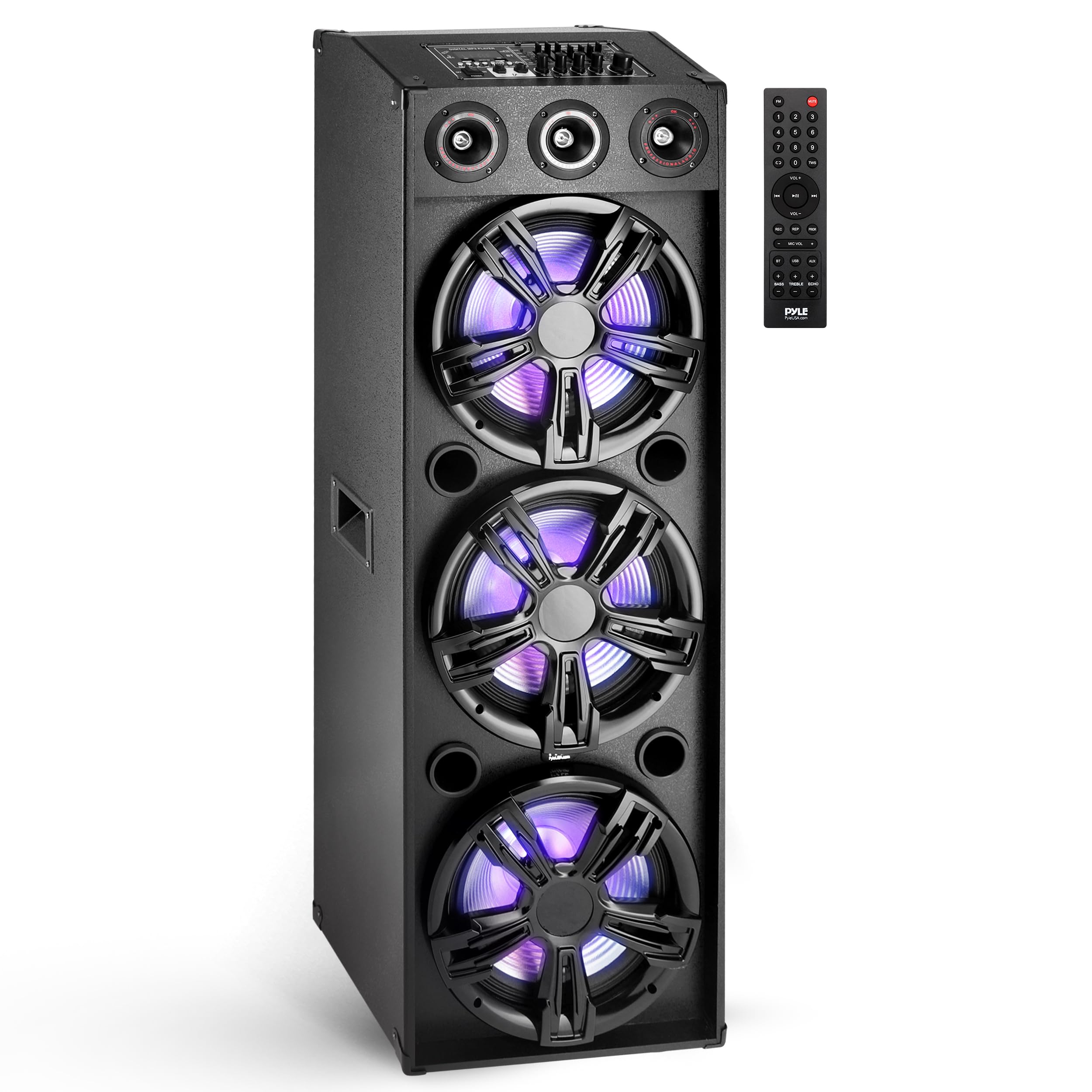 3x12” Portable Bluetooth PA Karaoke Speaker System - 2200W Powerful Sound with LED Lights, USB/SD/FM/BT/Aux Inputs & Remote Control - Ideal for Parties, Outdoor Events & Home Karaoke