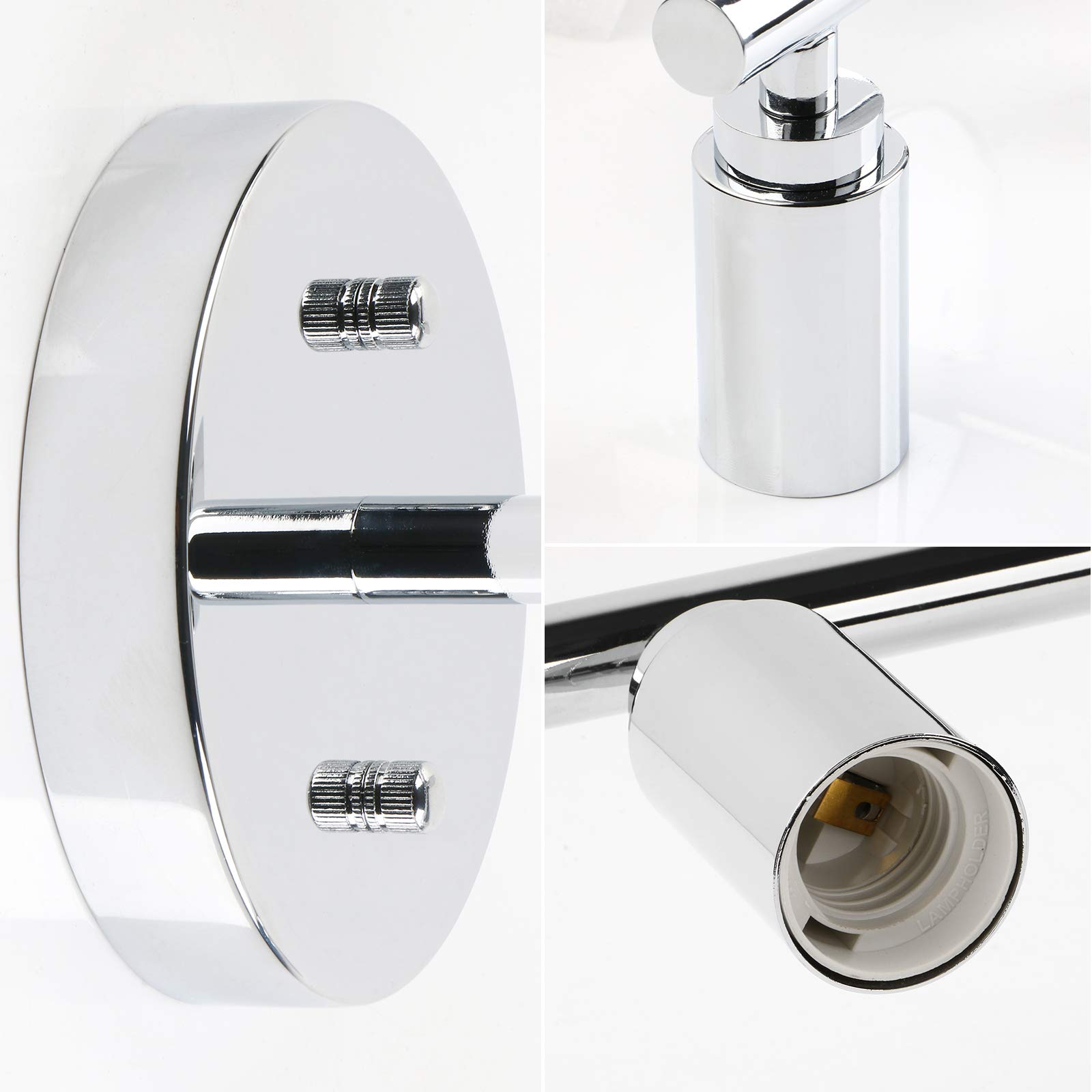 Phansthy Chrome Polished 4-Light Bathroom Vanity Wall Sconce - Modern Bathroom Lighting Fixture for Mirror, Makeup Area & Powder Room (Chrome Finish)