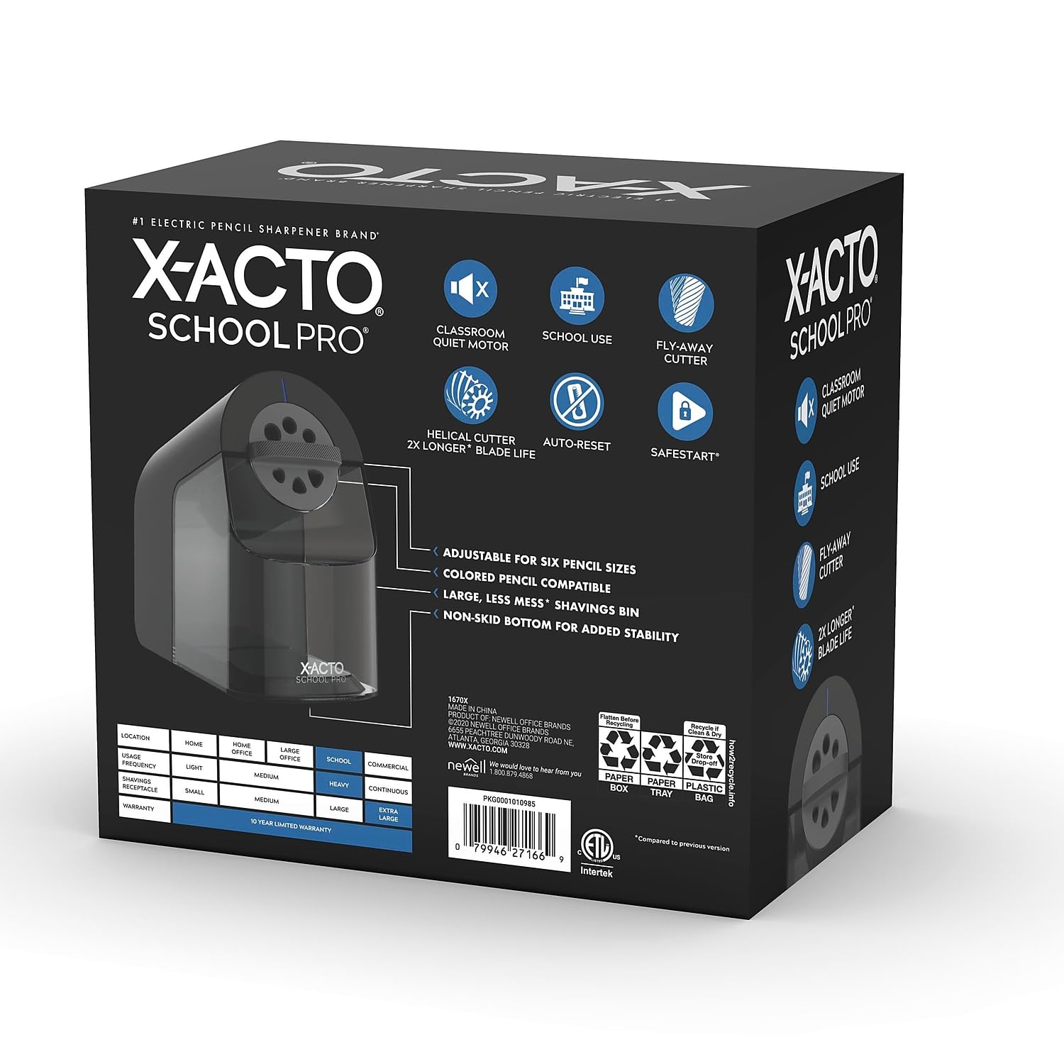 X-ACTO Electric Pencil Sharpener - Heavy Duty SchoolPro Sharpener for Classroom, Office & Homeschooling Supplies | Fast & Quiet Automatic Sharpening for Teachers & Students (Black)
