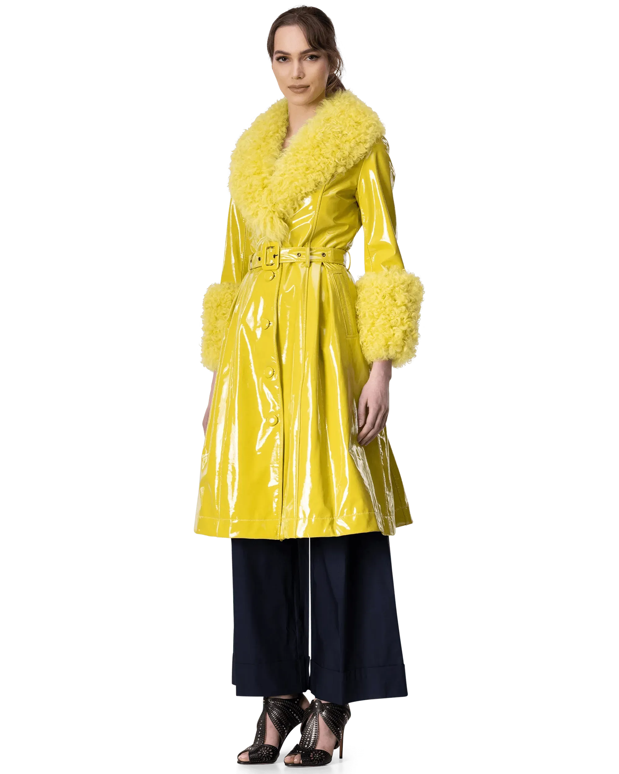 Stylish Faux Shearling Trim Leather Coat for Women - Winter Fashion Outerwear for Casual & Dressy Occasions