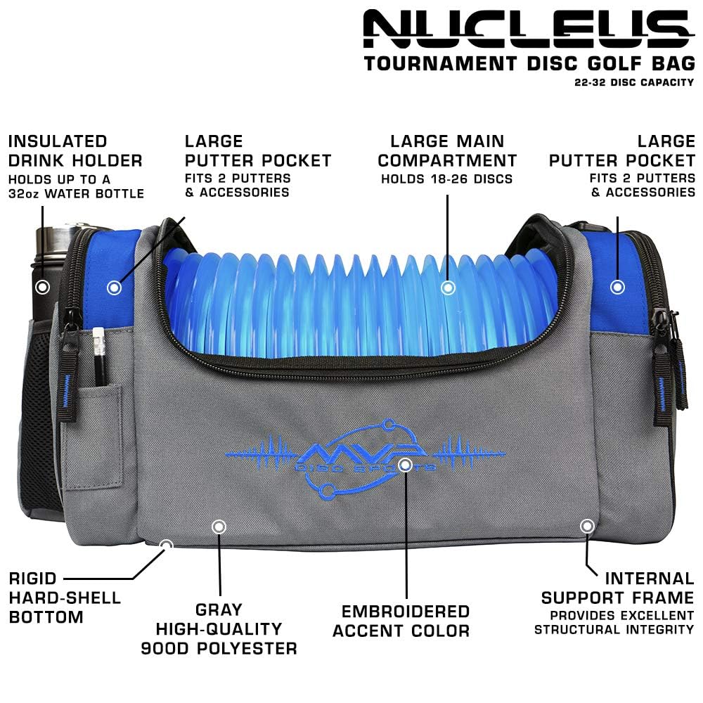 MVP Disc Sports Nucleus Tournament Disc Golf Bag with Quad Straps - Royal Blue - Premium Storage for Disc Golf Tournaments & Outdoor Sports