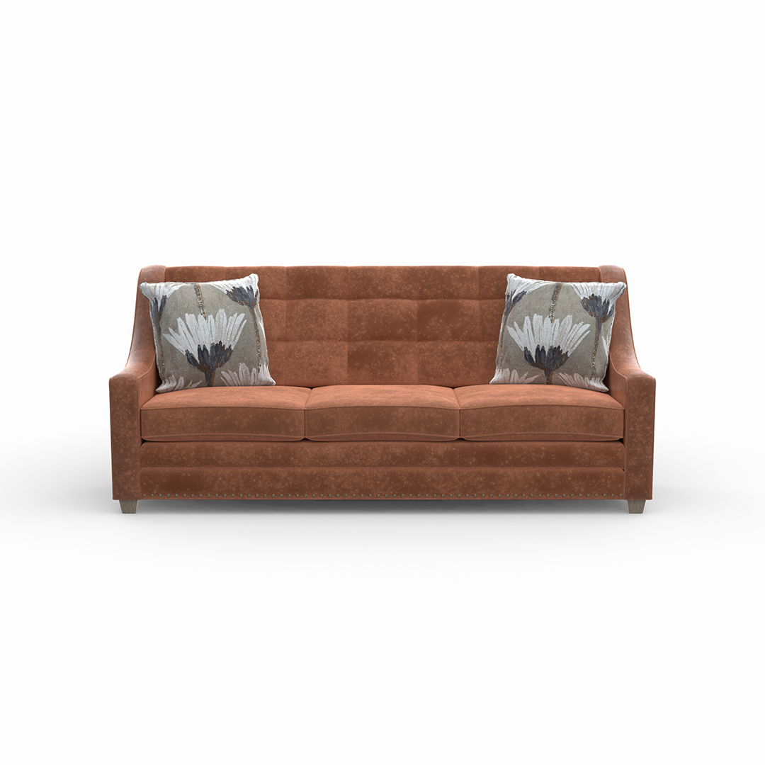 Elle Sofa - Modern Mid-Century Upholstered Couch with Tufted Back & Wooden Legs - Perfect for Living Room, Lounge, or Office Space