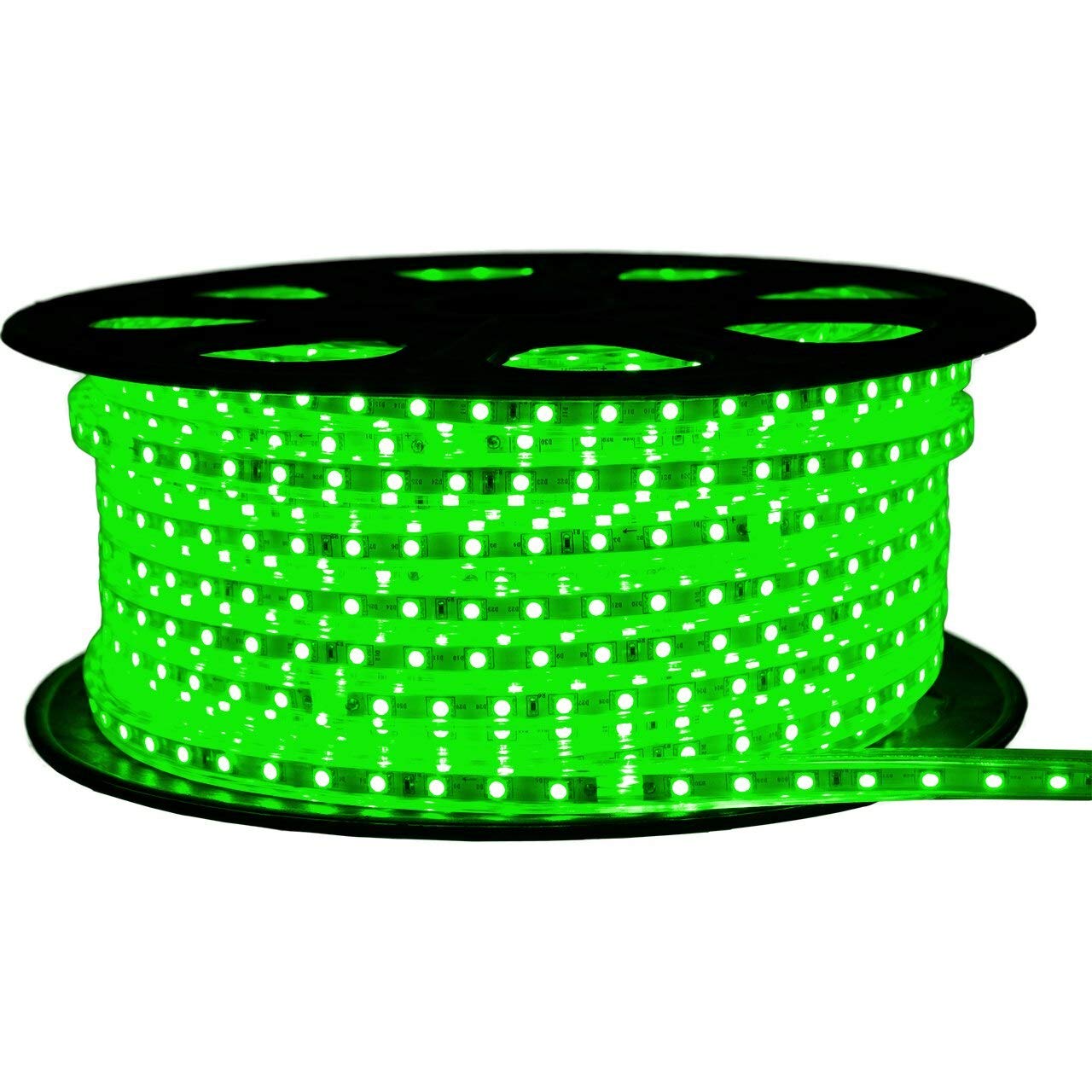 Green LED Strip Light 120V High Output SMD 3528 - 148ft Flexible RGB Lighting for Home Decor, Bedroom, Kitchen, Party & Outdoor Use