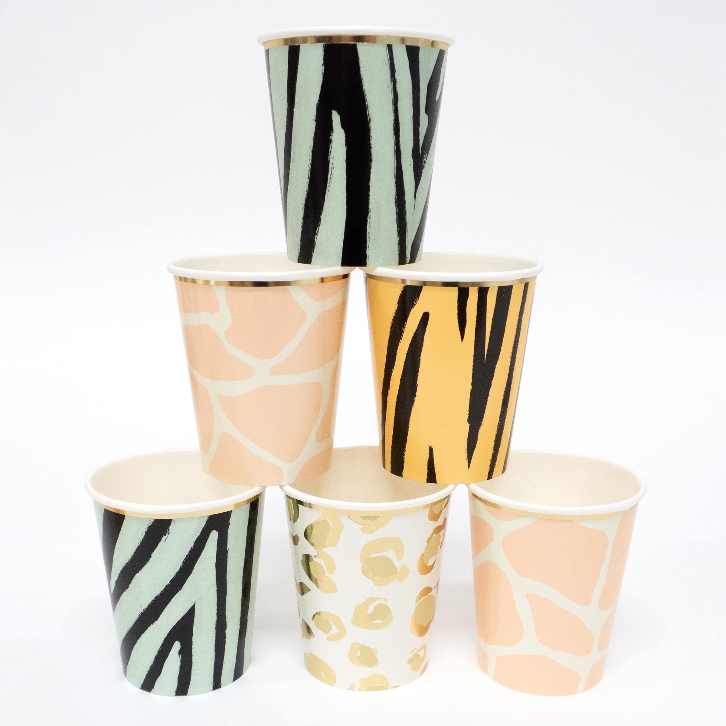 Meri Meri Safari Animal Print Party Cups - Pack of 8 Colorful Disposable Cups for Kids Birthday, Baby Shower & Jungle Theme Party Decorations