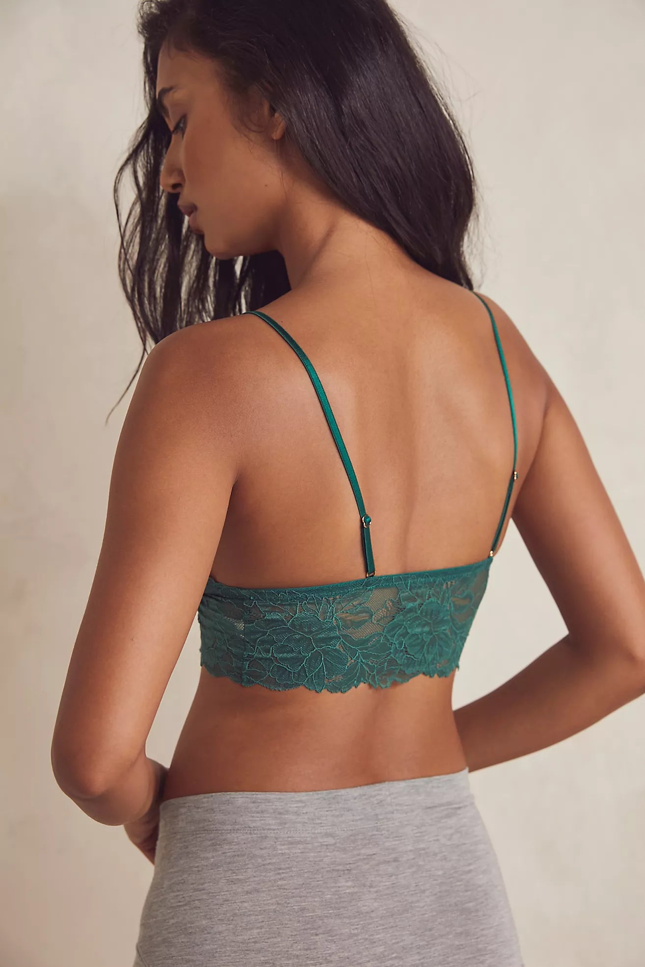 Everyday Lace Longline Bralette - Comfortable Wireless Bra for Women in Posy Green | Perfect for Yoga, Lounge & Layering Under Clothes