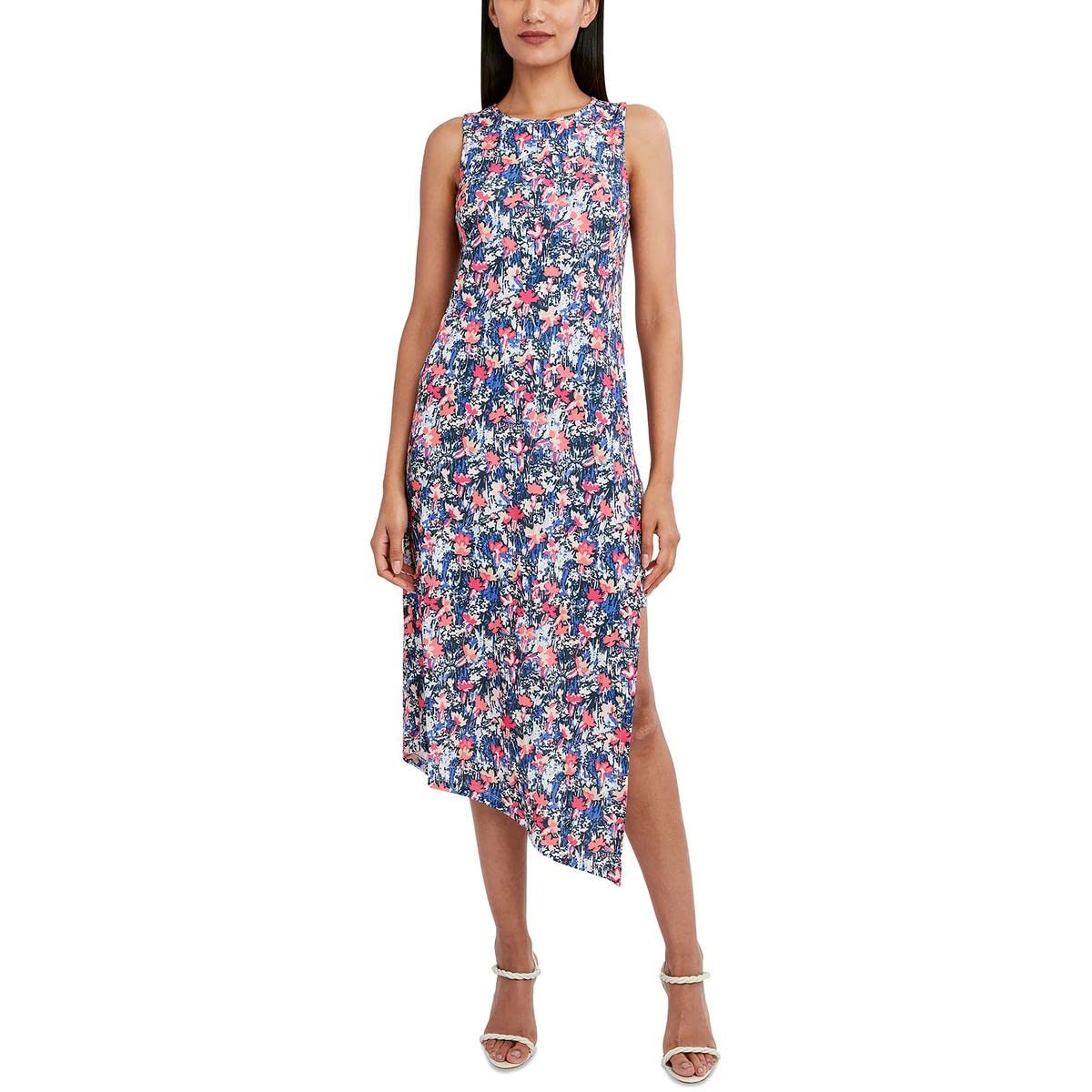 BCBGMAXAZRIA Women's Sleeveless Fit & Flare Asymmetrical Mini Dress - Cocktail Party, Wedding Guest & Summer Outfits