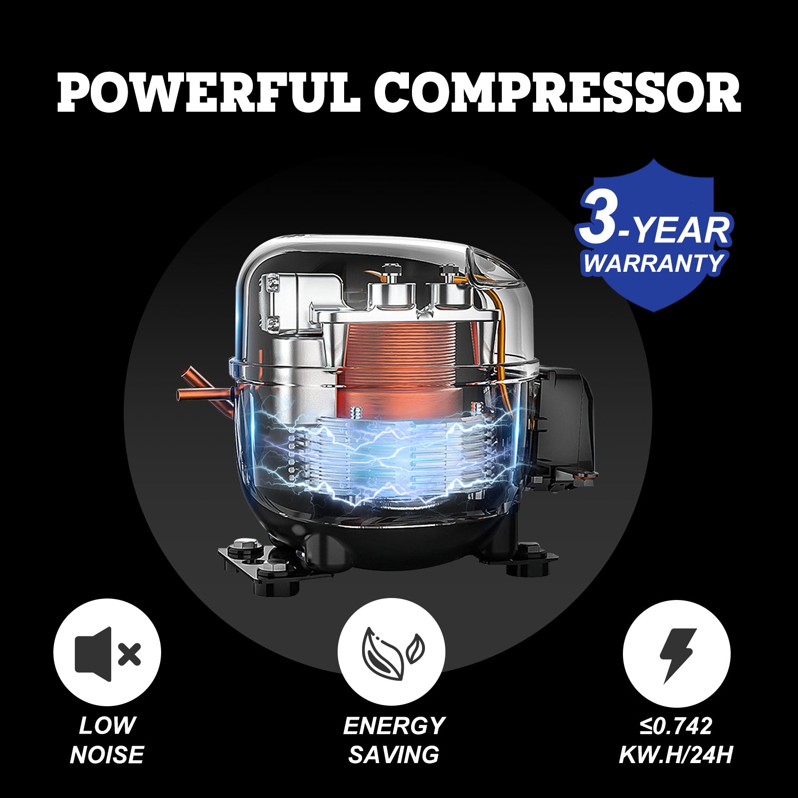 Setpower FC15 12V Portable Car Refrigerator - 15.8 Quart (15L) Compact Freezer Cooler for Van Life, Camping, Road Trips & Outdoor Adventures - Energy Efficient Black Mini Fridge