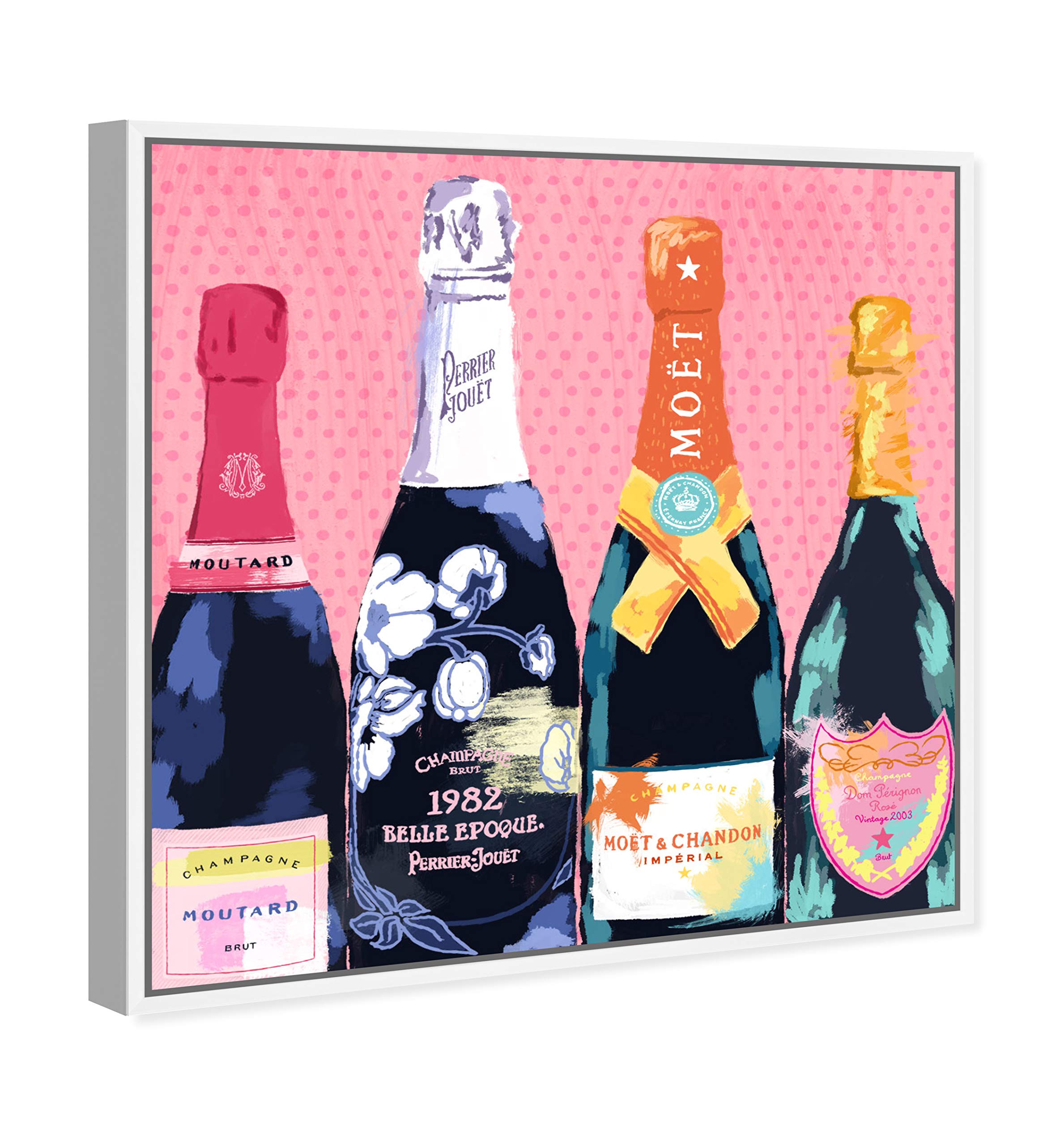 Oliver Gal 'Pass the Bottle' Pink Abstract Framed Wall Art - 12