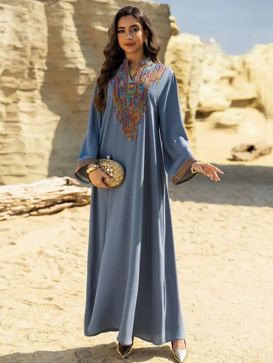 Elegant Eid Dress with Rope Embroidery - Flowy Caftan Kaftan #25459 for Women | Perfect for Eid Celebrations, Weddings & Special Occasions