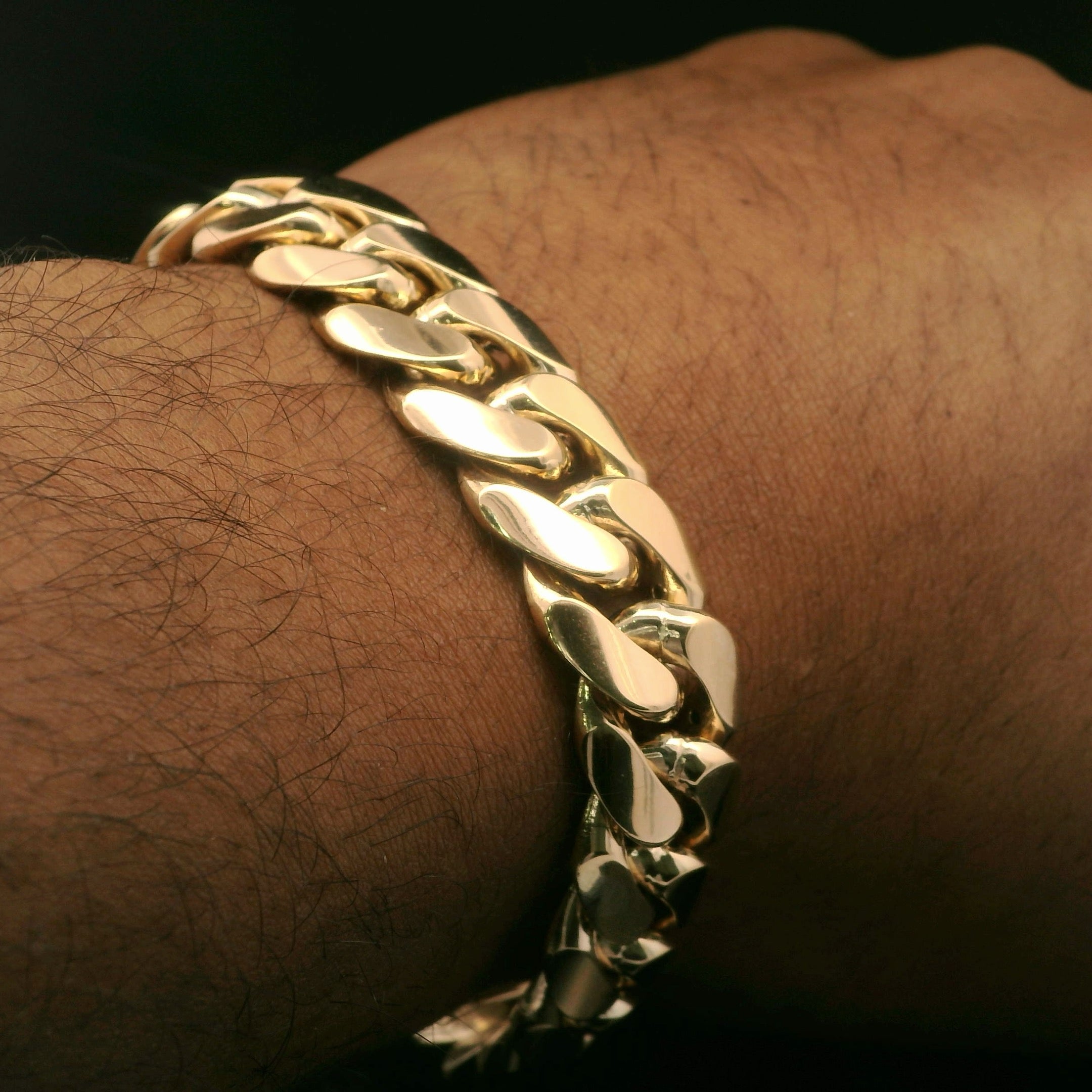 14K Gold Cuban Link Bracelet for Men - 14MM Semi Solid Chain Bracelet | Durable & Stylish Jewelry for Gifts, Parties, and Everyday Wear | JTJ™
