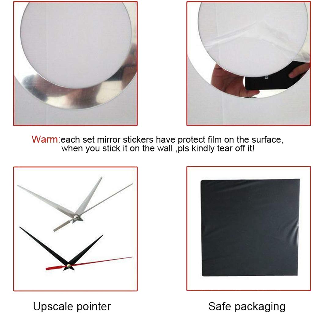 Square DIY Acrylic Mirror Wall Clock - 3D Frameless Large Self-Adhesive Quartz Clock for Home & Office Decor (Black/Gold/Silver) - Perfect for Living Room, Bedroom, or Workspace Wall Art