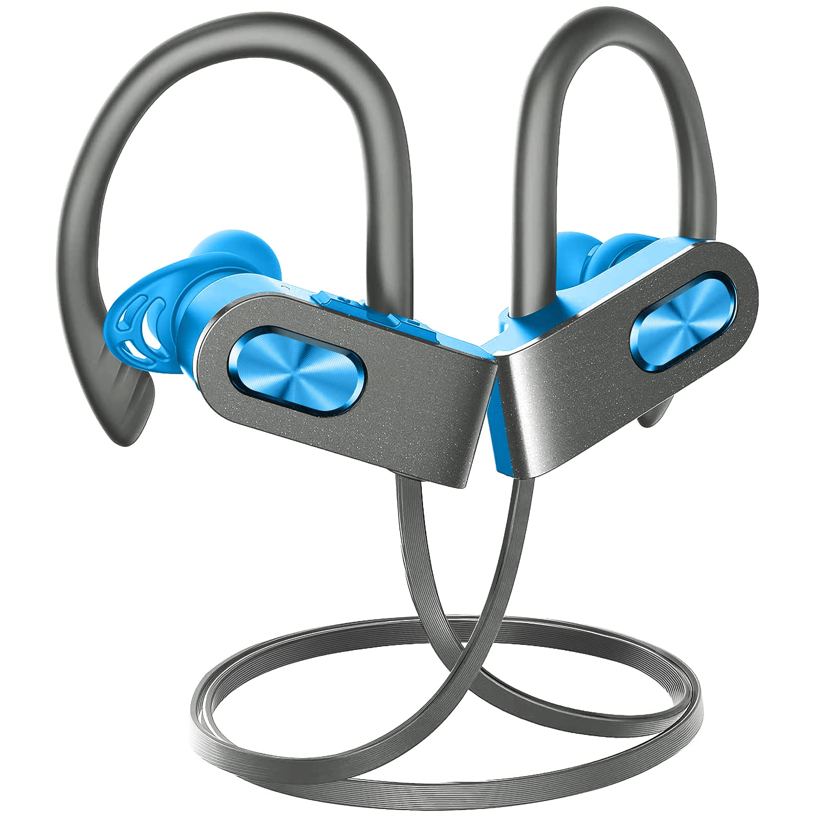 Flame 2 Bluetooth 5.0 Wireless Earbuds - 22Hr Playtime, IPX7 Waterproof, Noise Cancelling Mic, Ergonomic Ear Hooks for Running & Sports | Perfect for Gym, Workouts & Outdoor Activities (Blue)