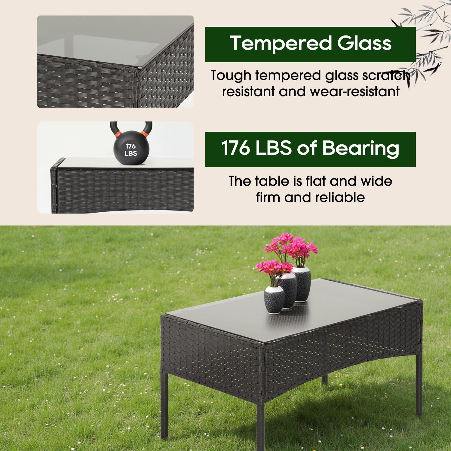 **FDW 4-Piece Outdoor Patio Furniture Set - Rattan Wicker Sofa & Chairs - Garden Conversation Bistro Set for Yard, Pool, or Backyard - Perfect for Relaxing & Entertaining Outdoors**