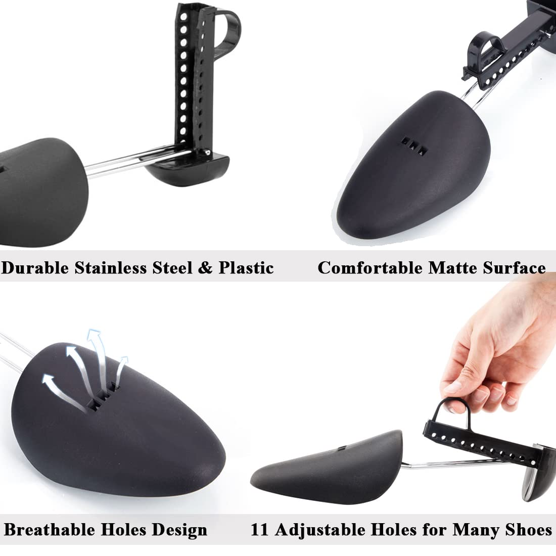 IAN Plastic Shoe Tree Stretchers for Men - Adjustable Length Sneaker Shoe Trees (Size 6-13) | Travel-Friendly Shoe Organizers & Boot Maintainers | Perfect for Dress Shoes, Sneakers & Boot Storage
