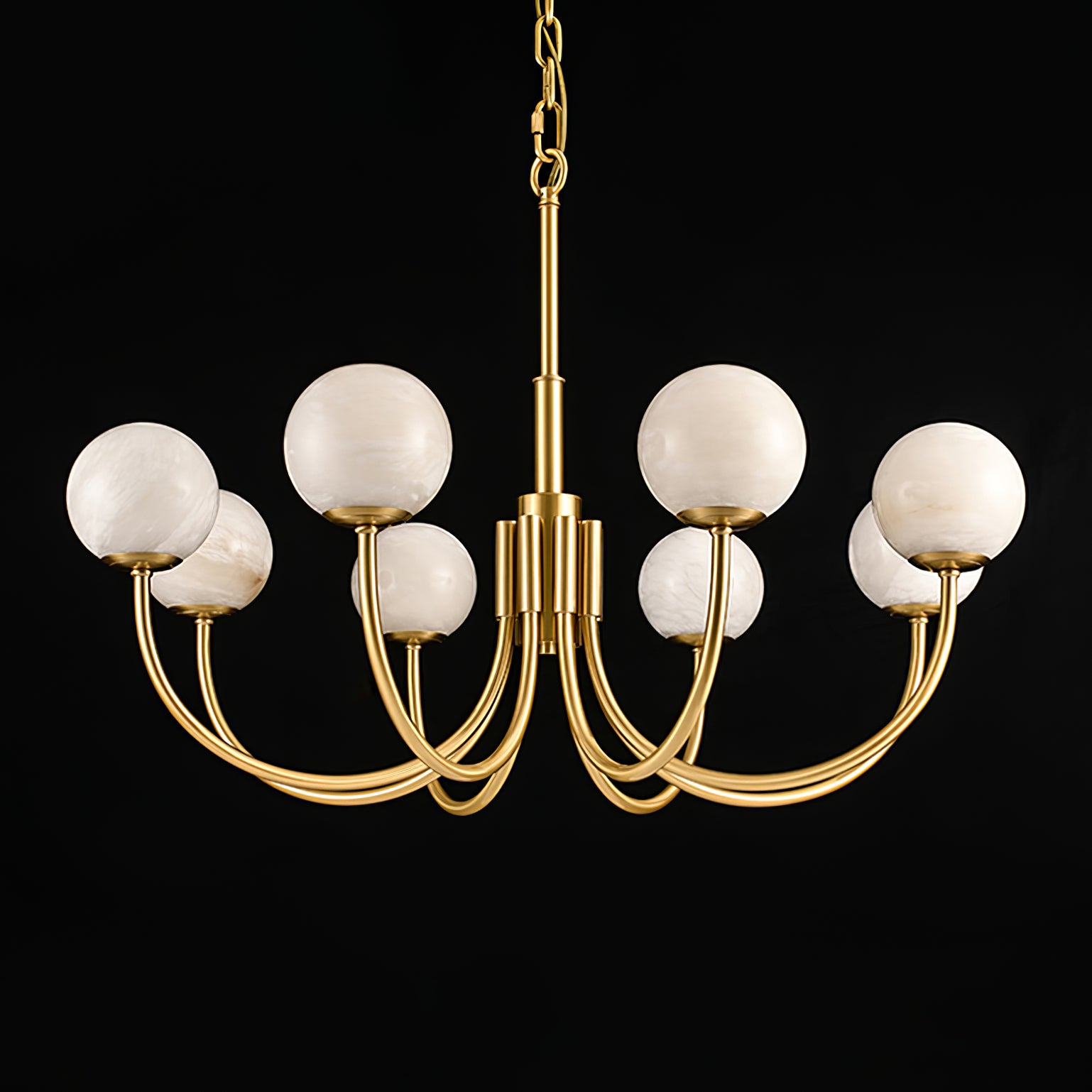 Elegant Aurelian Alabaster Globe Chandelier - Modern Crystal Ceiling Light Fixture for Dining Room, Living Room & Bedroom Lighting